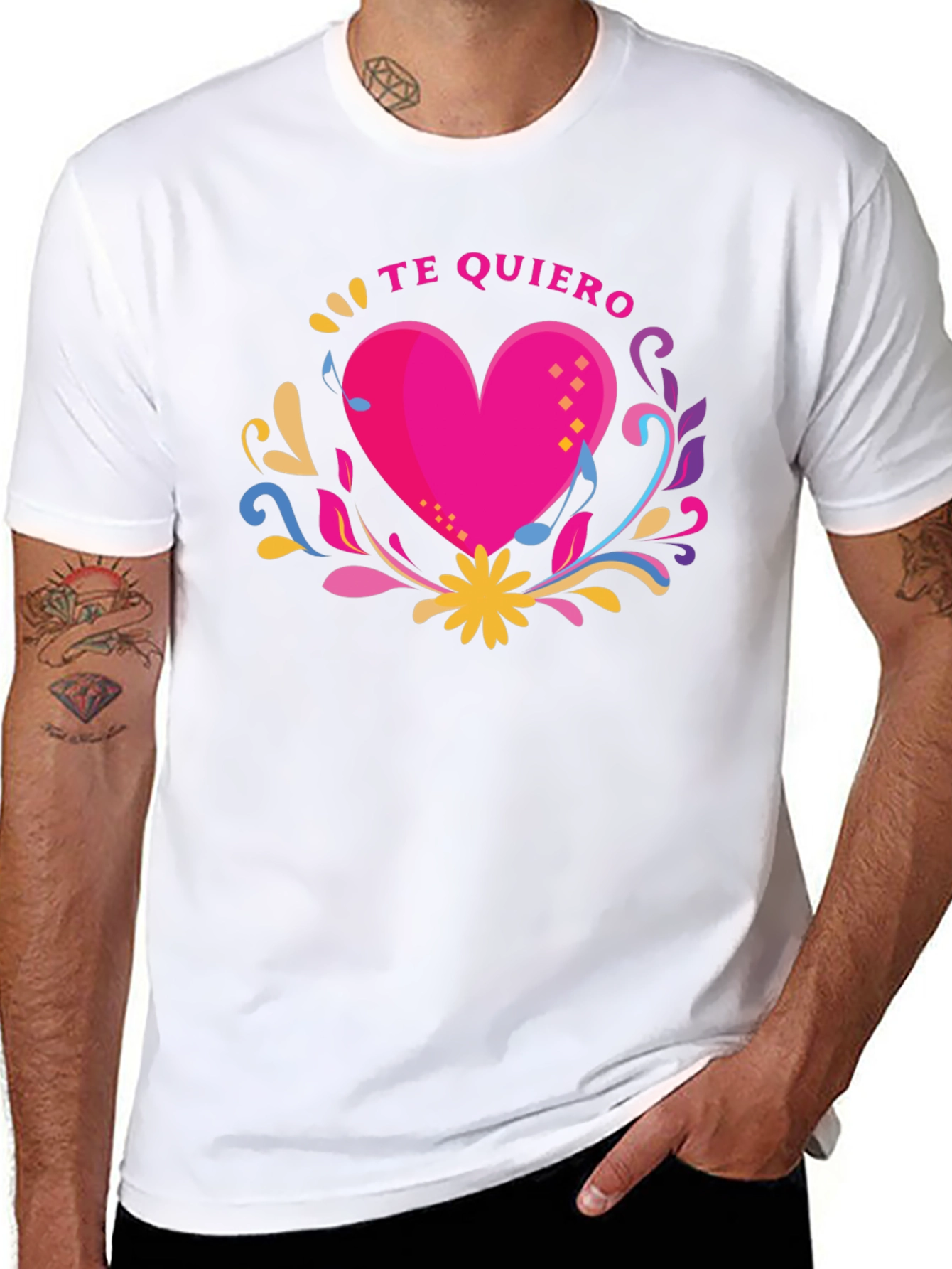 Black Te Quiero Heart Graphic Black T-Shirt view 8