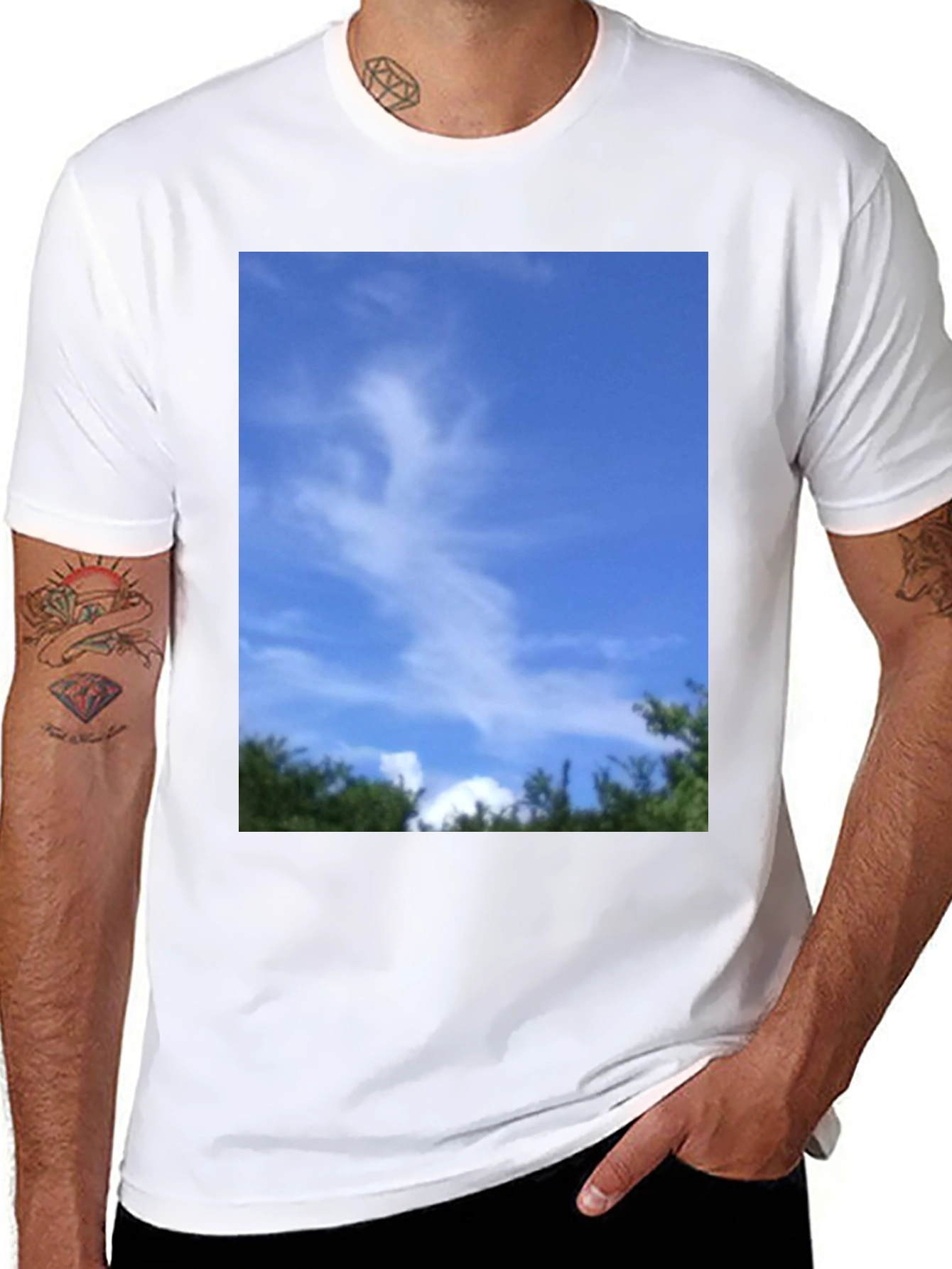 Black Sky Cloud Nature Graphic Tee - Black Unisex T-Shirt view 8