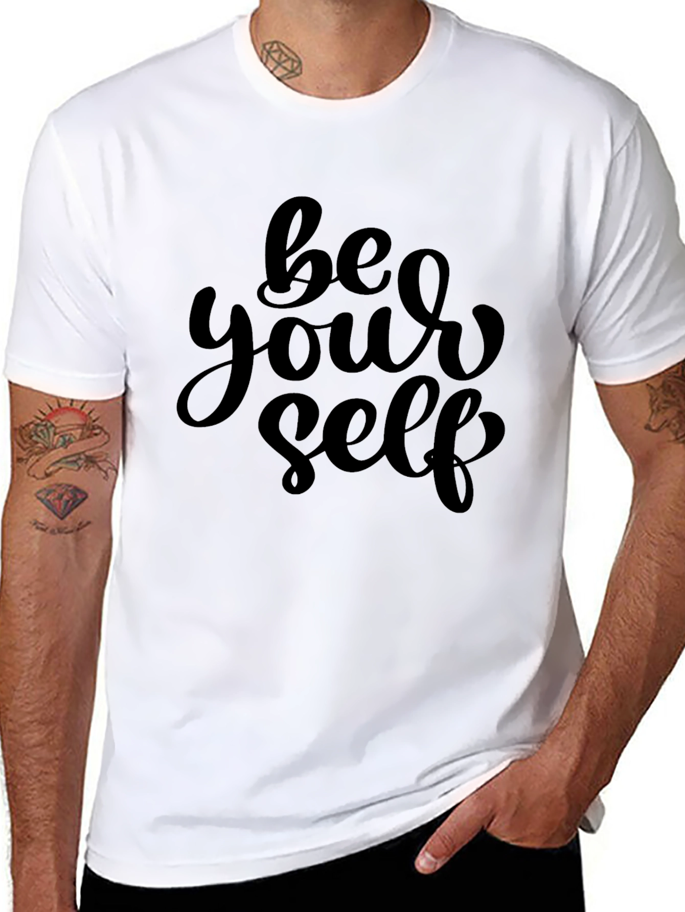 Black Be Yourself Black Graphic Print T-Shirt view 8