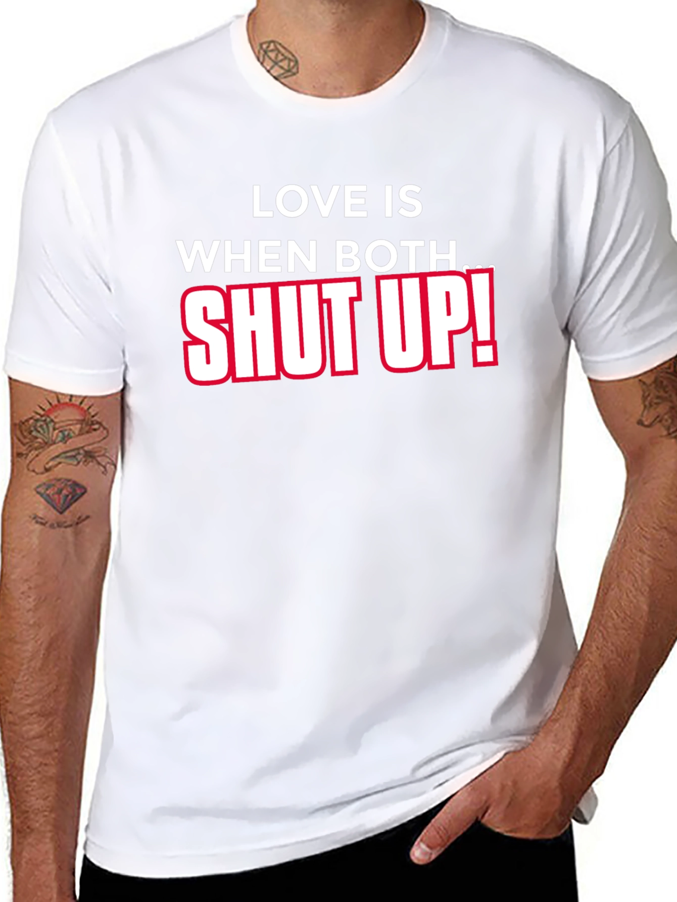 Black Funny Sarcastic "Shut Up" T-Shirt view 8