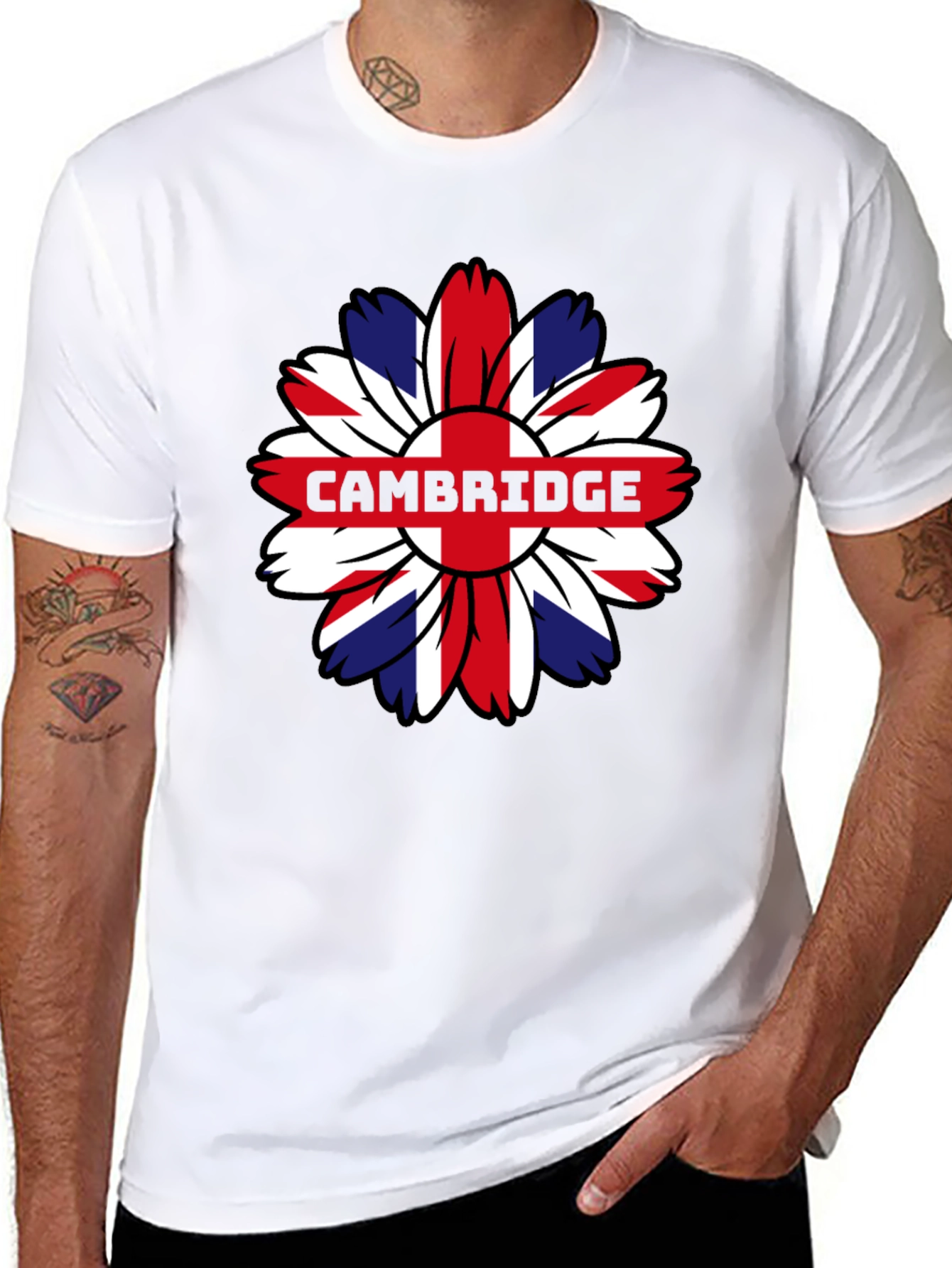 Cambridge UK Flag Flower Graphic Tee - 8