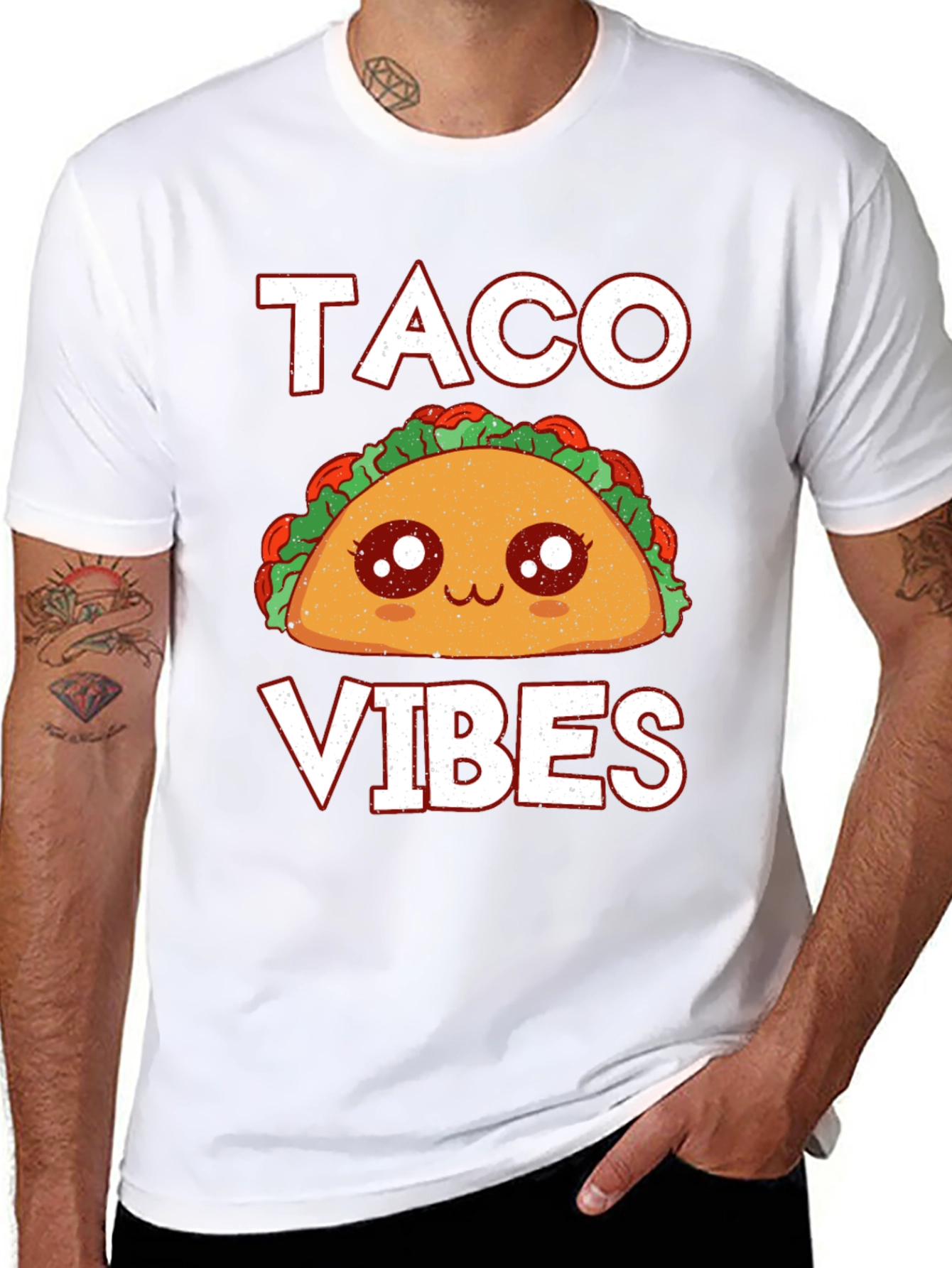 Black Taco Vibes Graphic Tee - Funny Food Shirt view 8