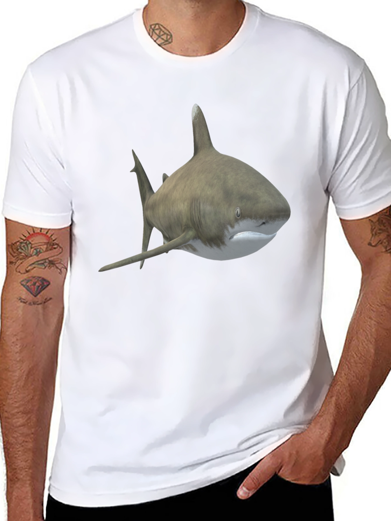 Black Shark Graphic Tee - Men's Black T-Shirt view 8