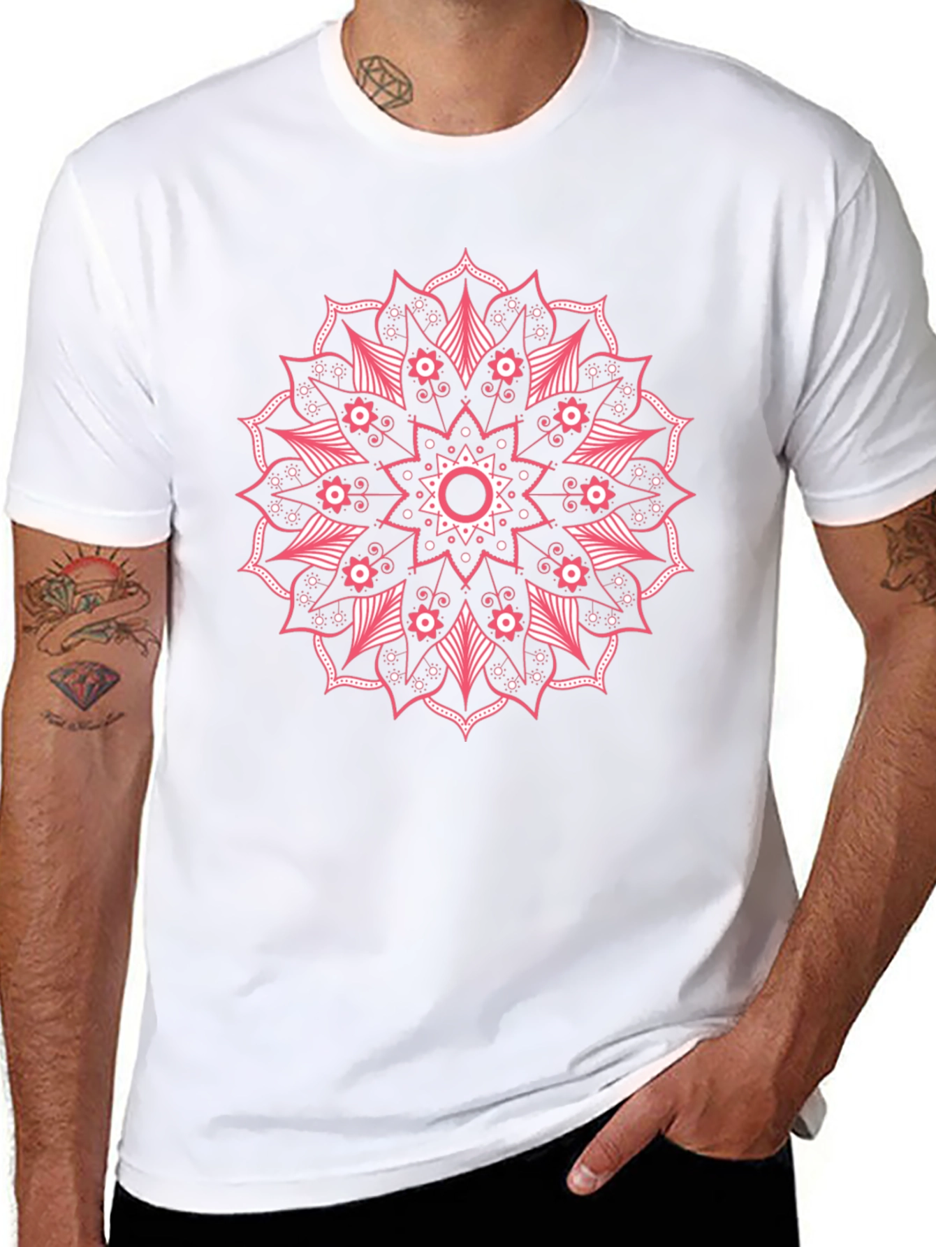 Black Black Mandala Graphic Tee - Stylish Crew Neck Comfort view 8