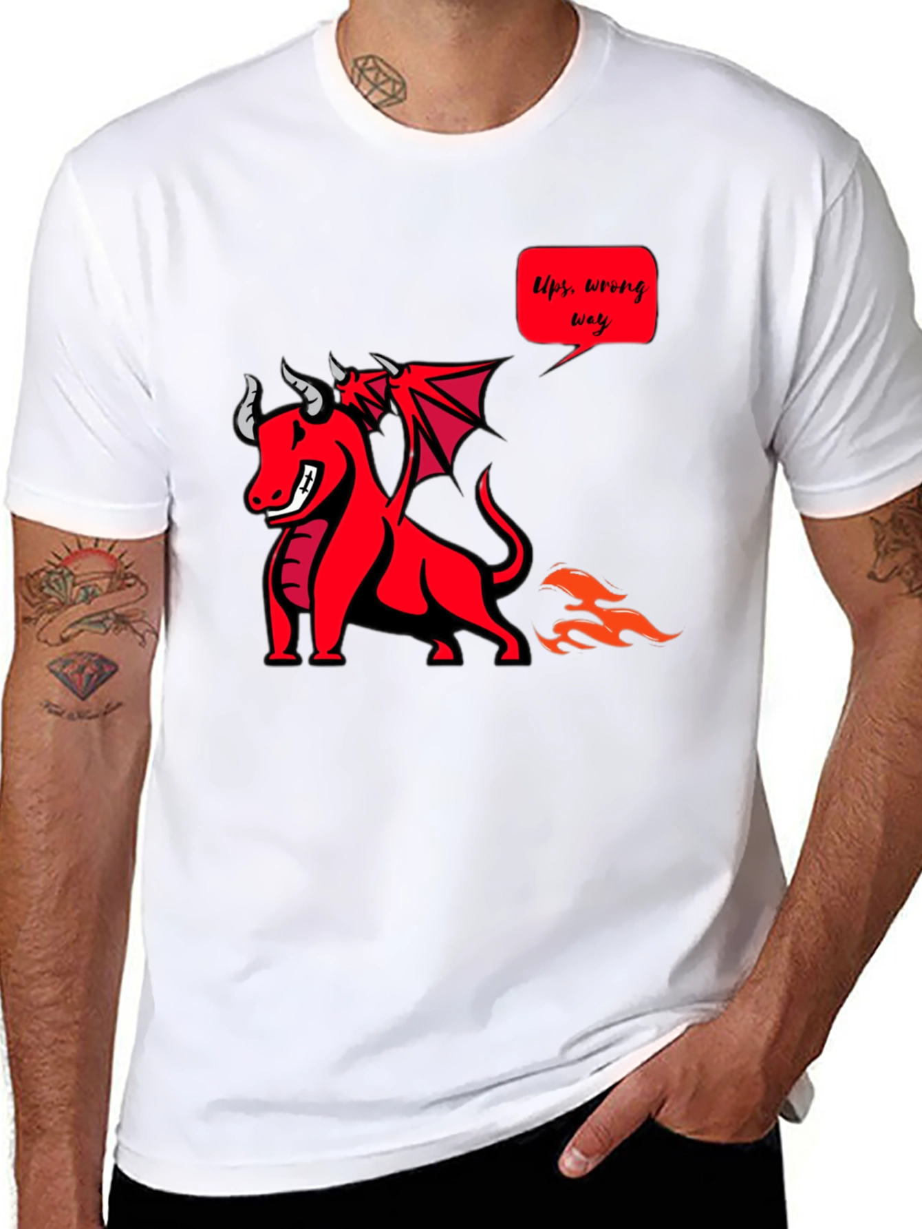 Black Funny Dragon T-Shirt - Ups, Wrong Way! view 8