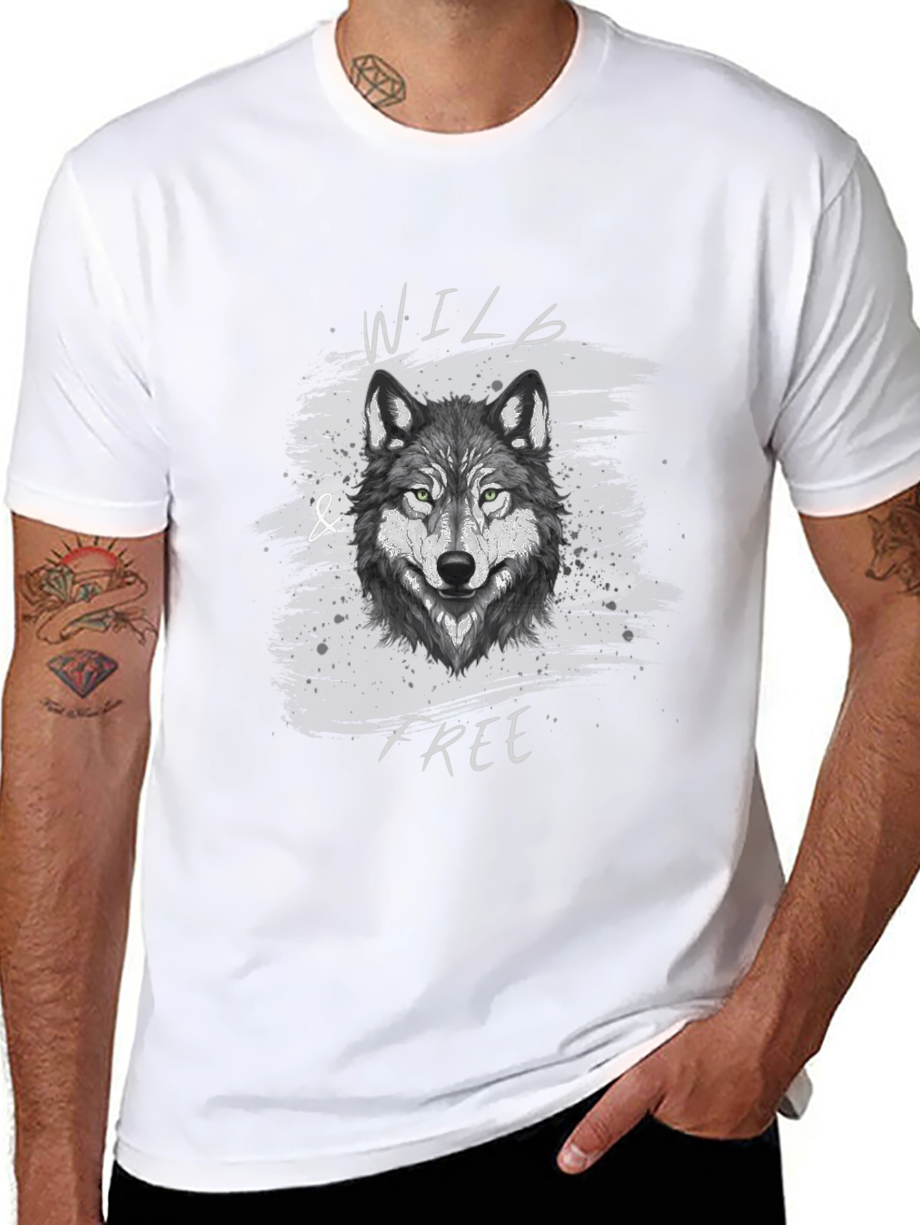 Black Wild & Free Wolf Graphic T-Shirt view 8