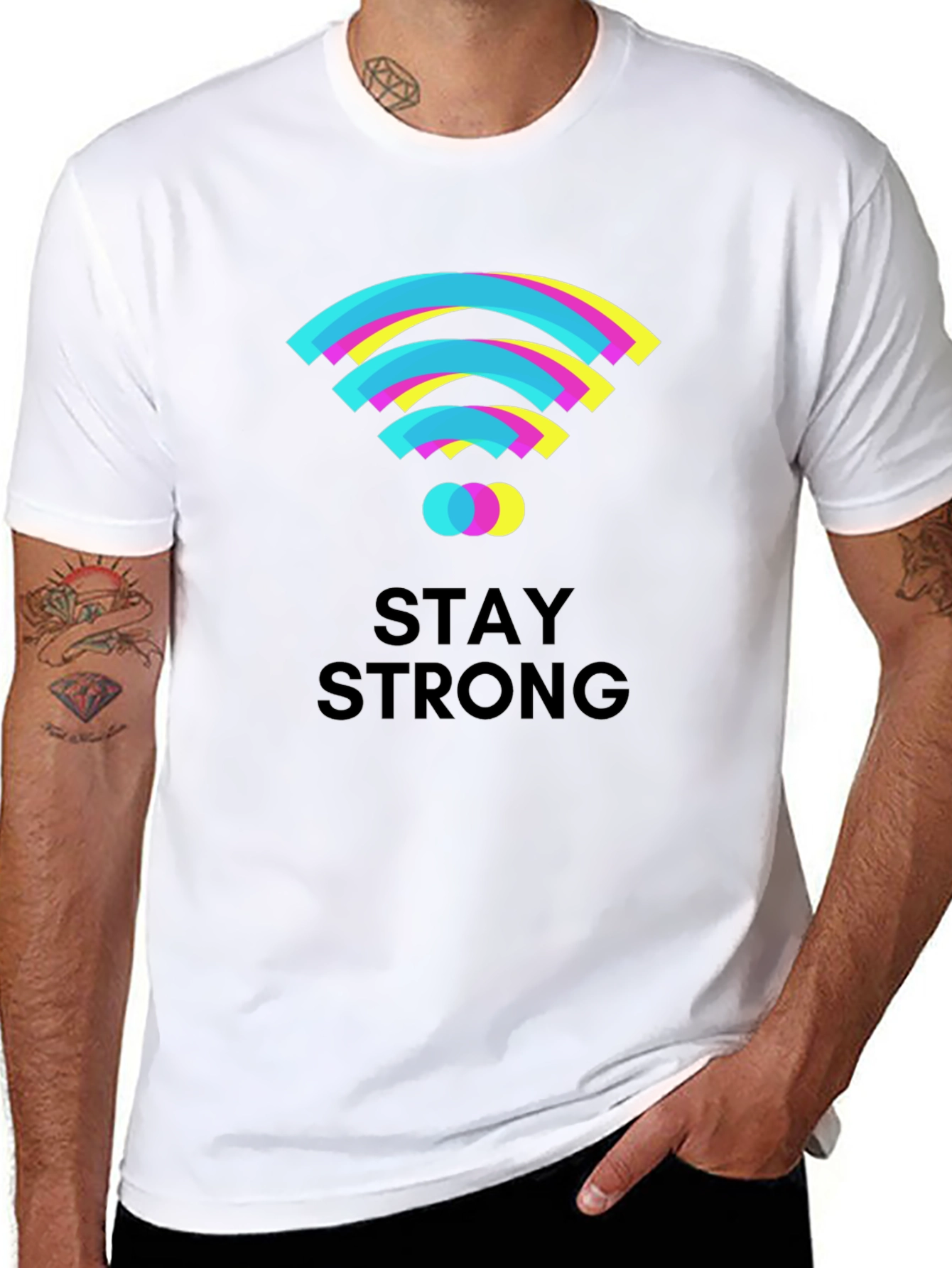 Black Stay Strong Graphic T-Shirt - Black Cotton Tee view 8