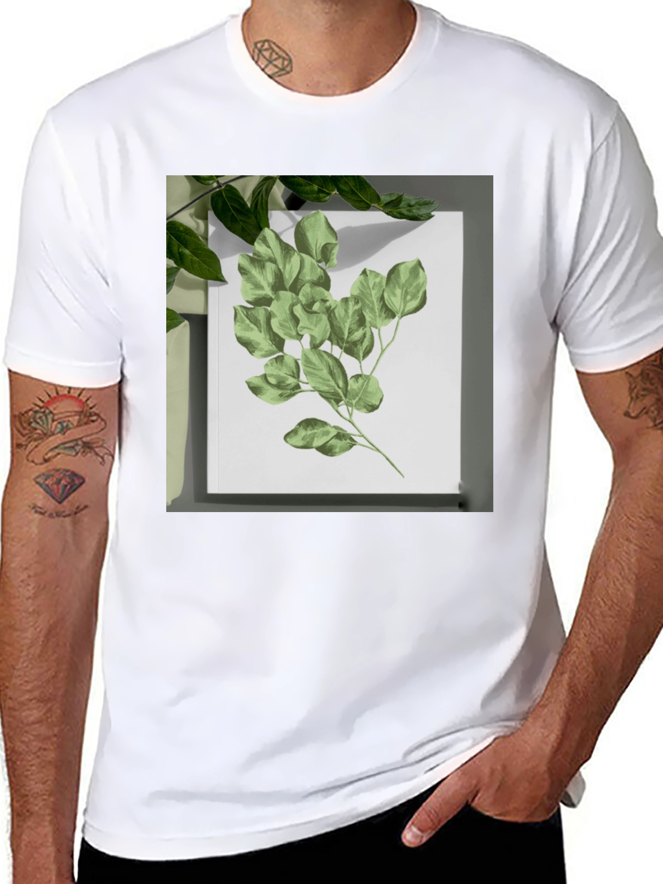 Black Nature Print Black T-Shirt view 8