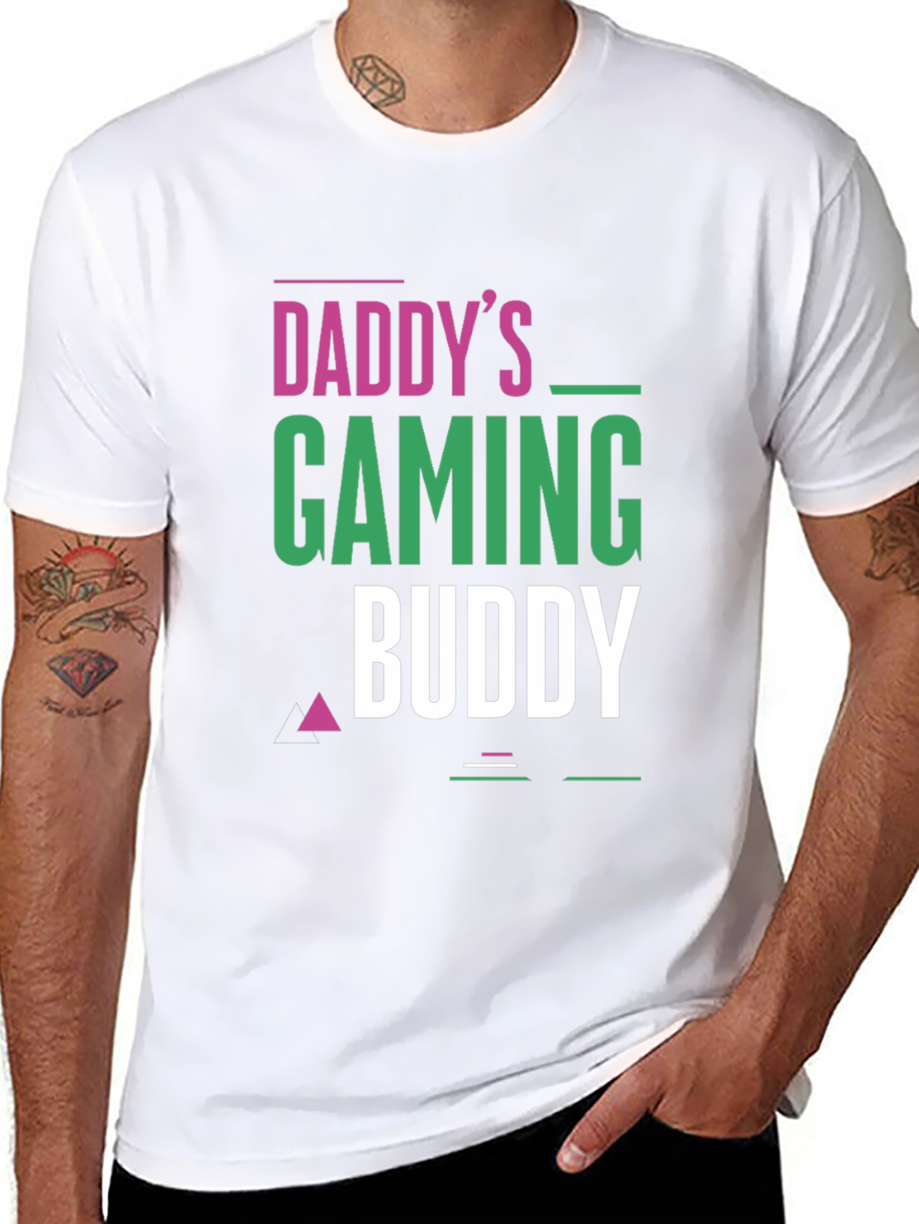 Black Daddy's Gaming Buddy Black T-Shirt view 8