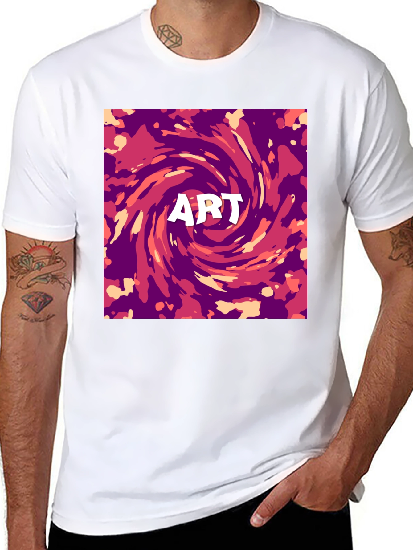Black Abstract Art Swirl Graphic Print T-Shirt view 8
