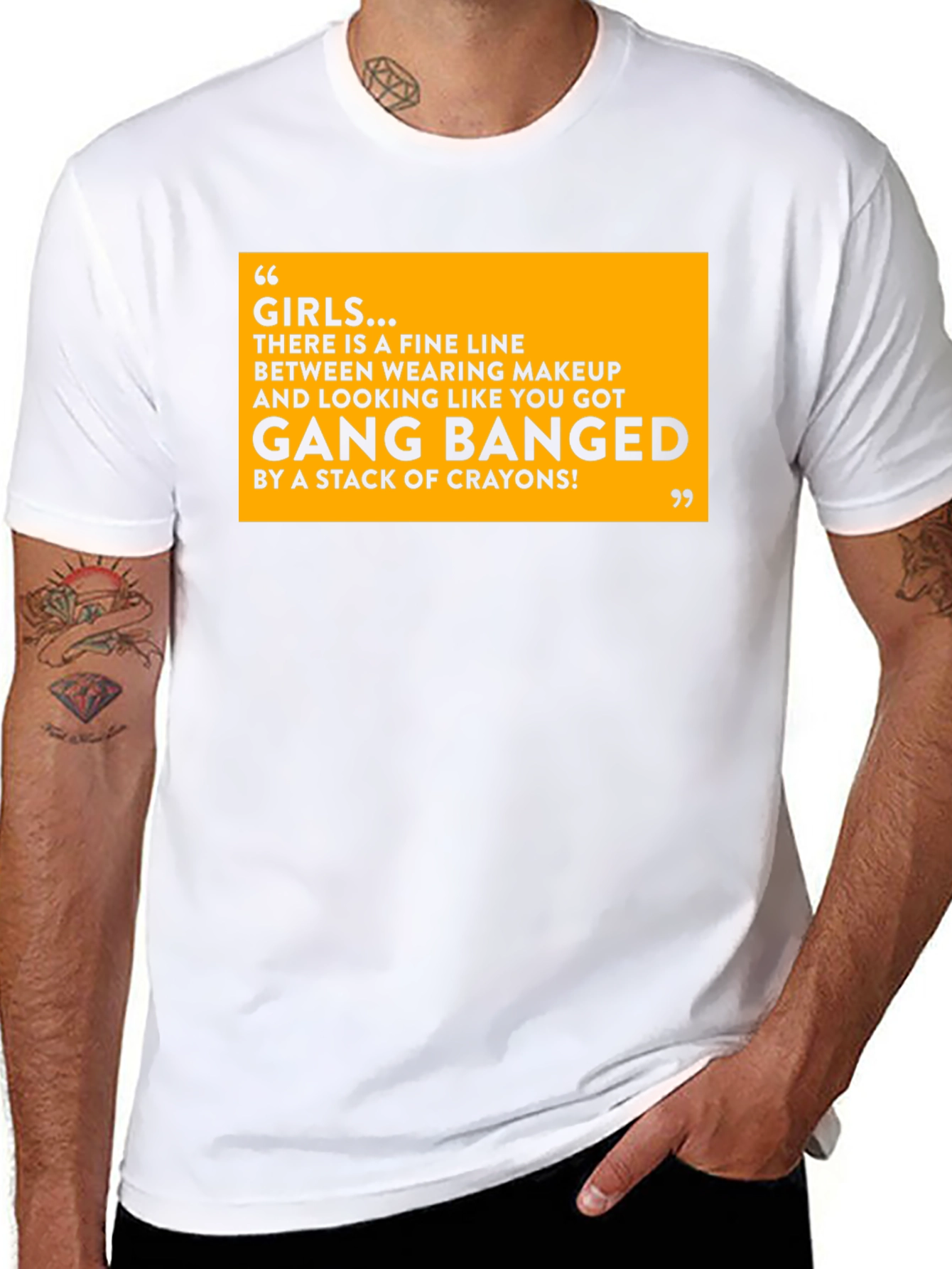 Black Funny Girls Makeup T-Shirt - Gang Bang Crayons Joke view 8
