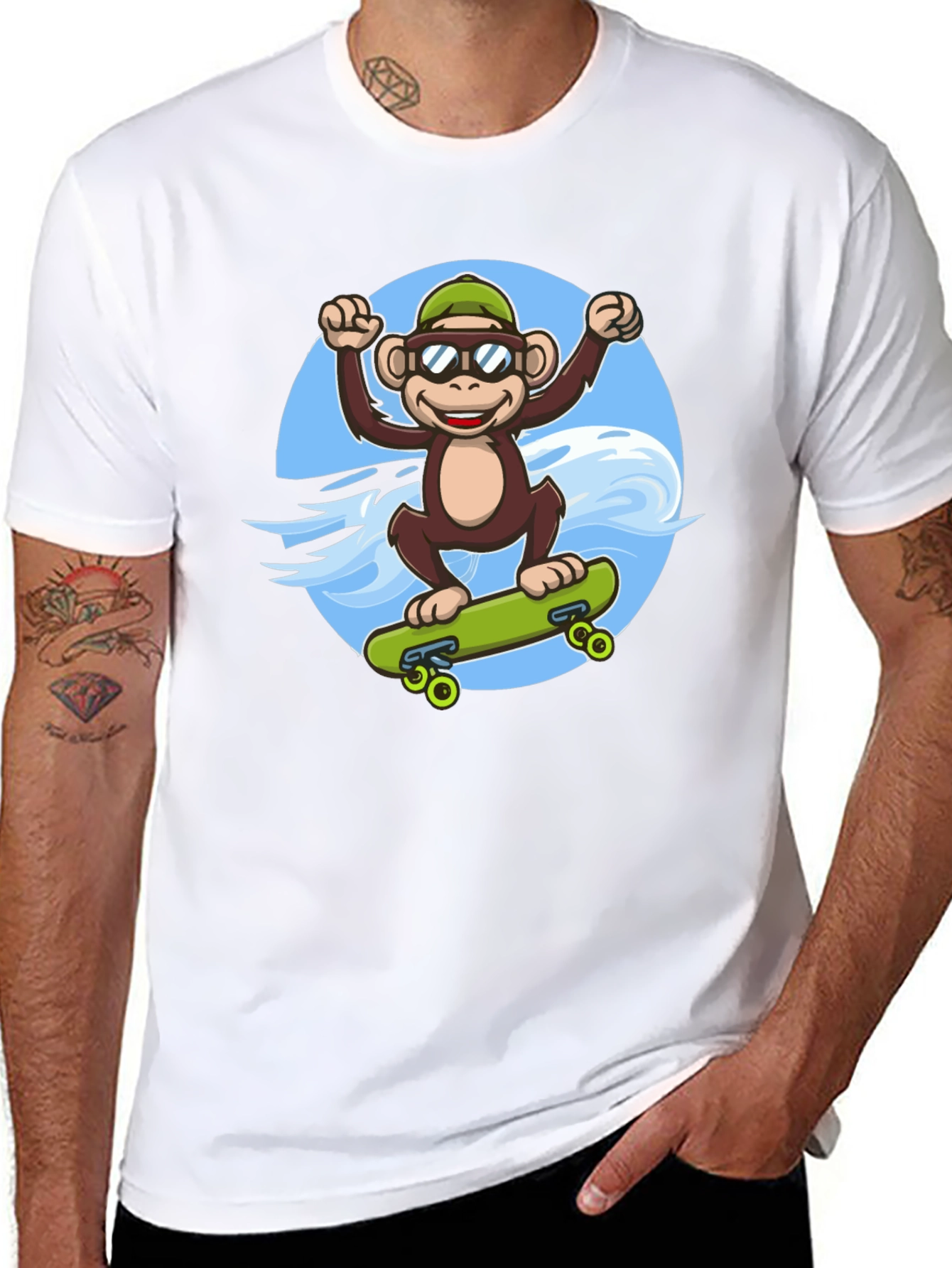 Black Monkey Skateboarder T-Shirt - Cool Graphic Tee view 8