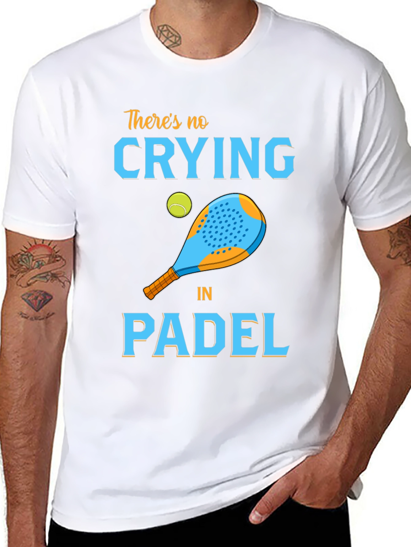 Black Funny Padel T-Shirt - No Crying in Padel view 8