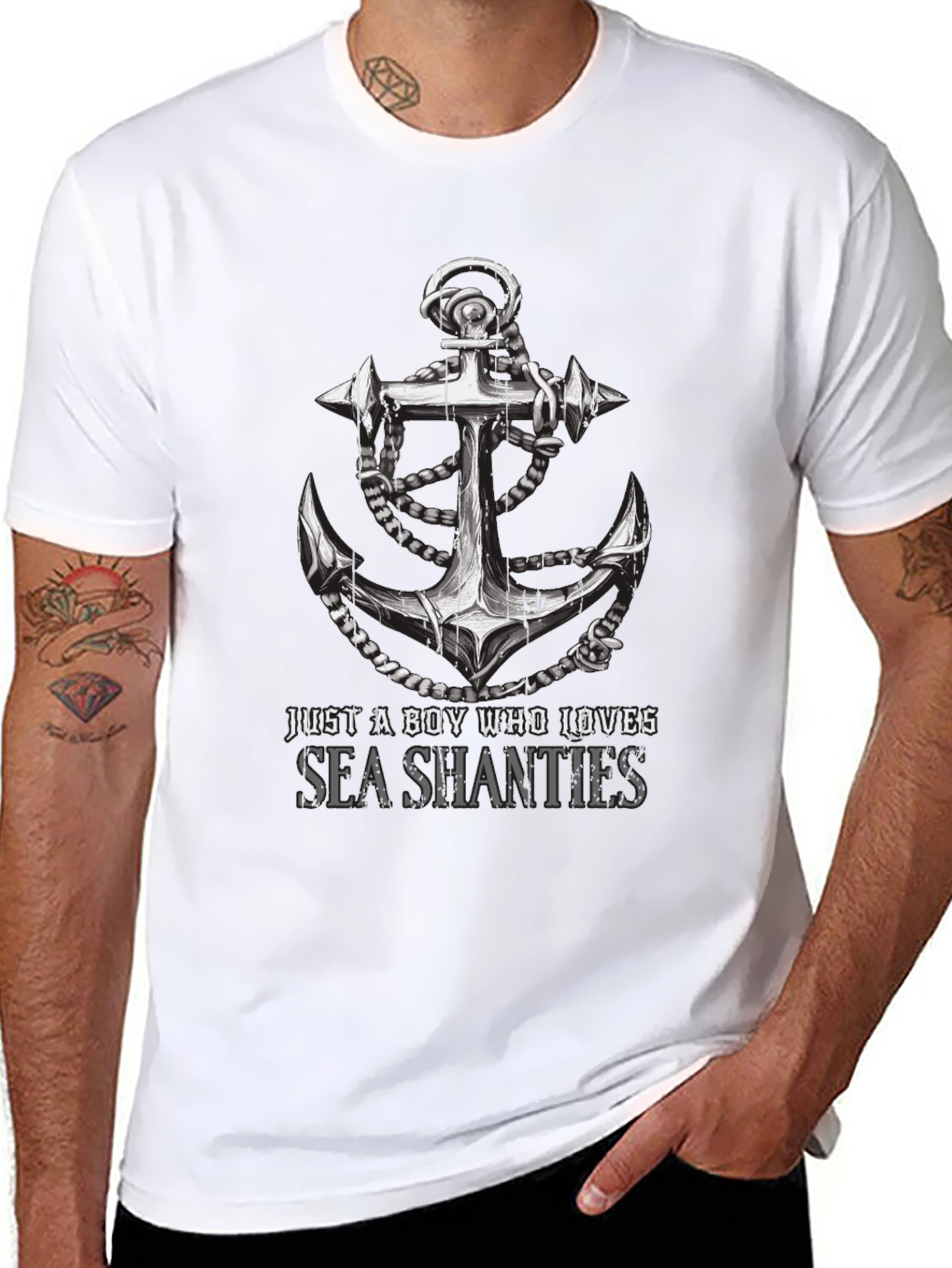 Black Sea Shanties Anchor Graphic Tee - Black Cotton Shirt view 8