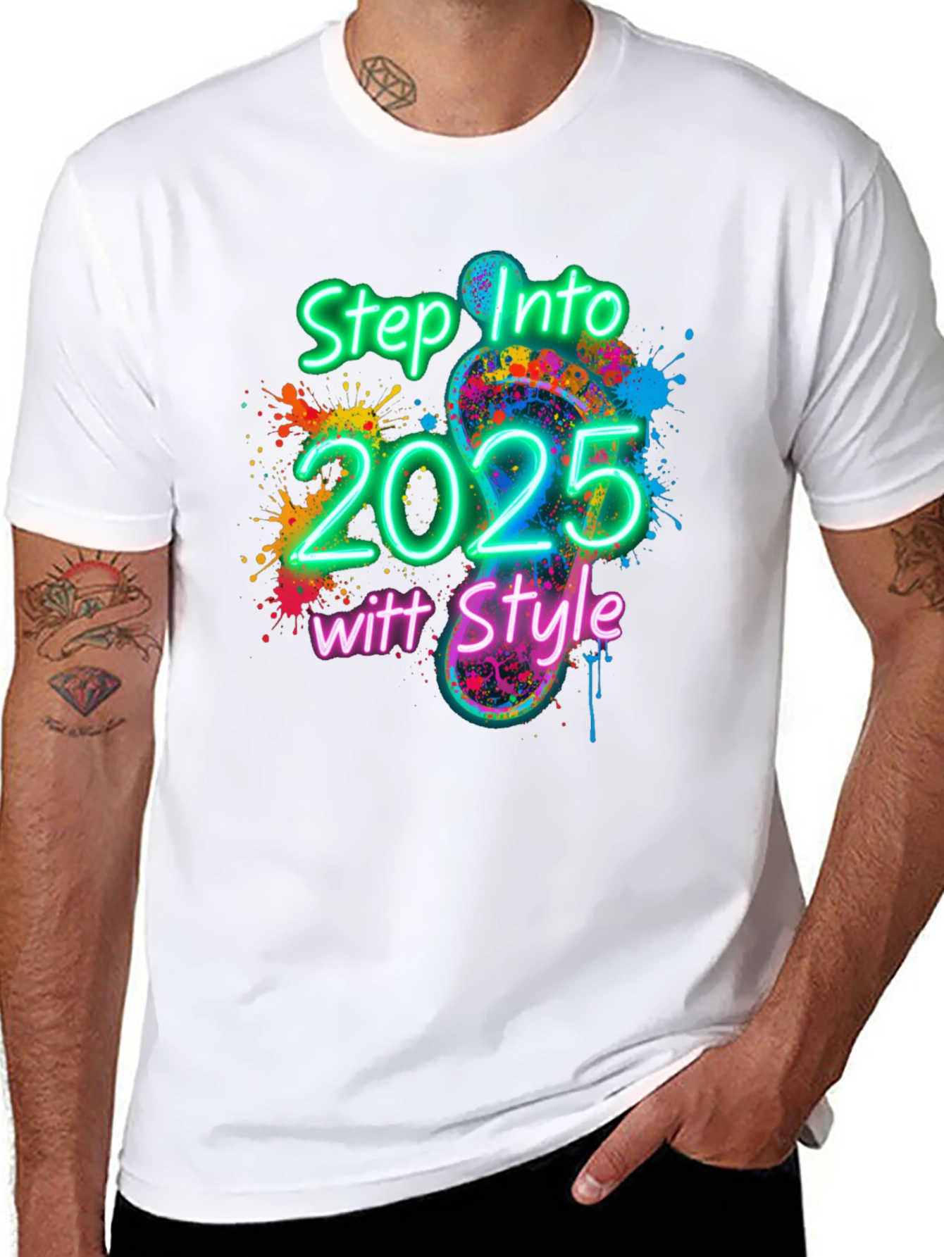 Black Step Into 2025 with Style T-Shirt view 8