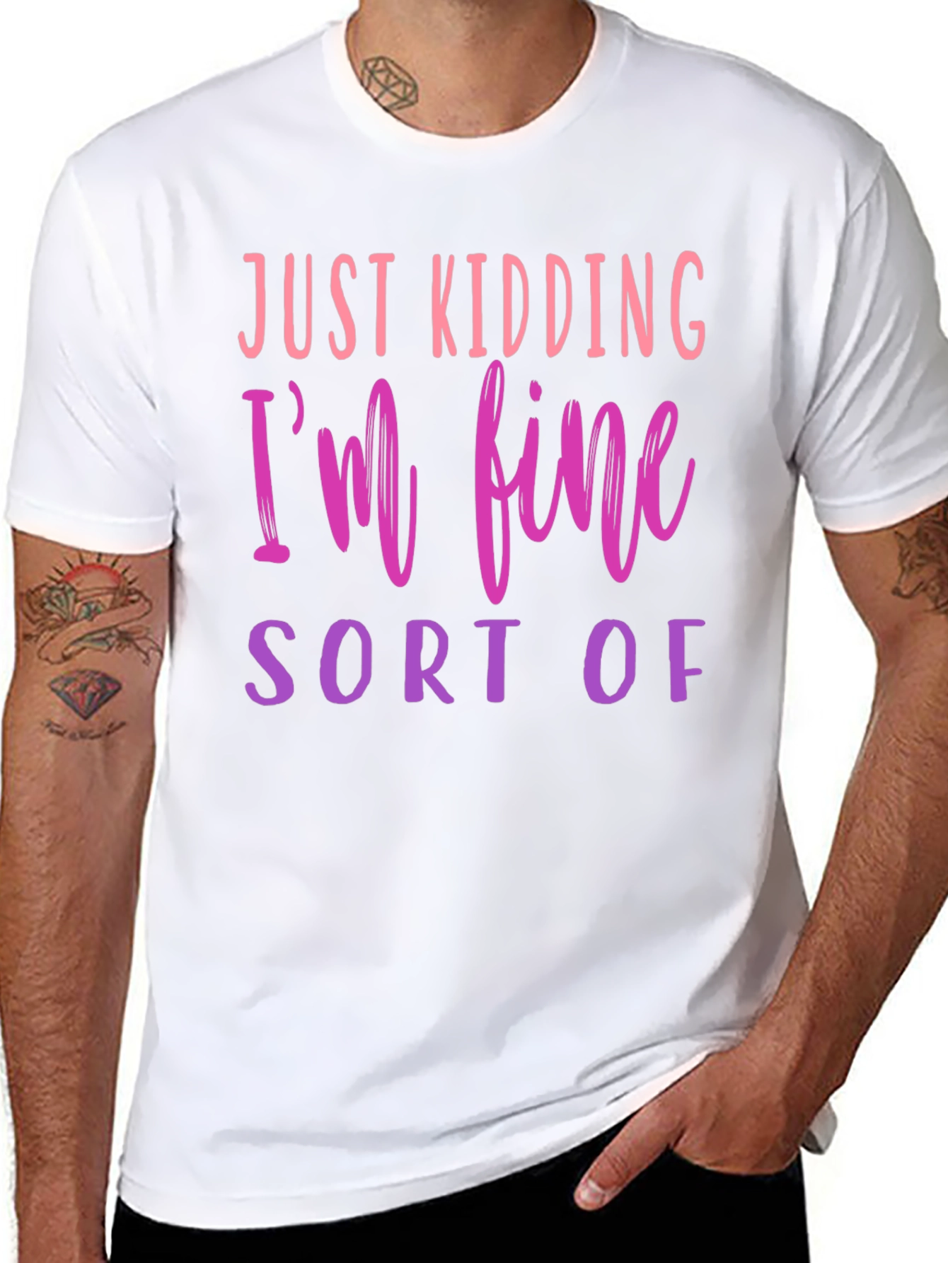Black Just Kidding I'm Fine - Novelty Graphic T-Shirt view 8