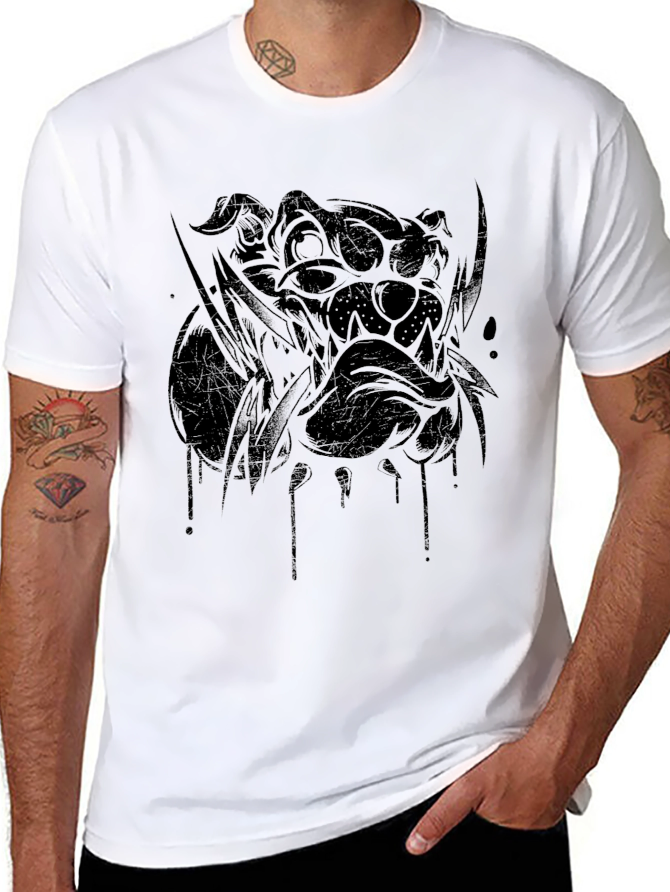 Black Graphic Bulldog Tee - Men's Black T-Shirt view 8