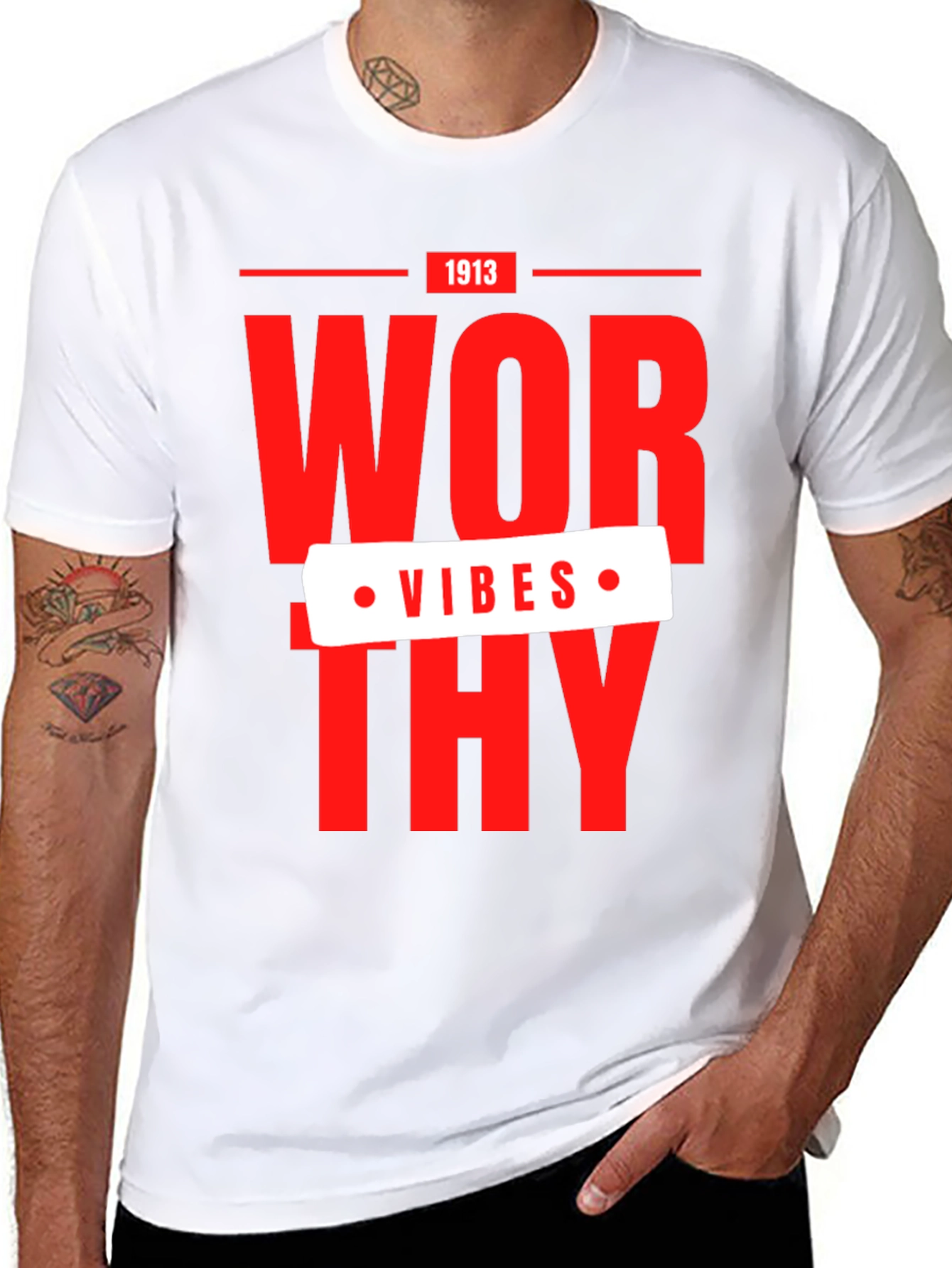 Black Worthy Vibes 1913 Graphic T-Shirt view 8