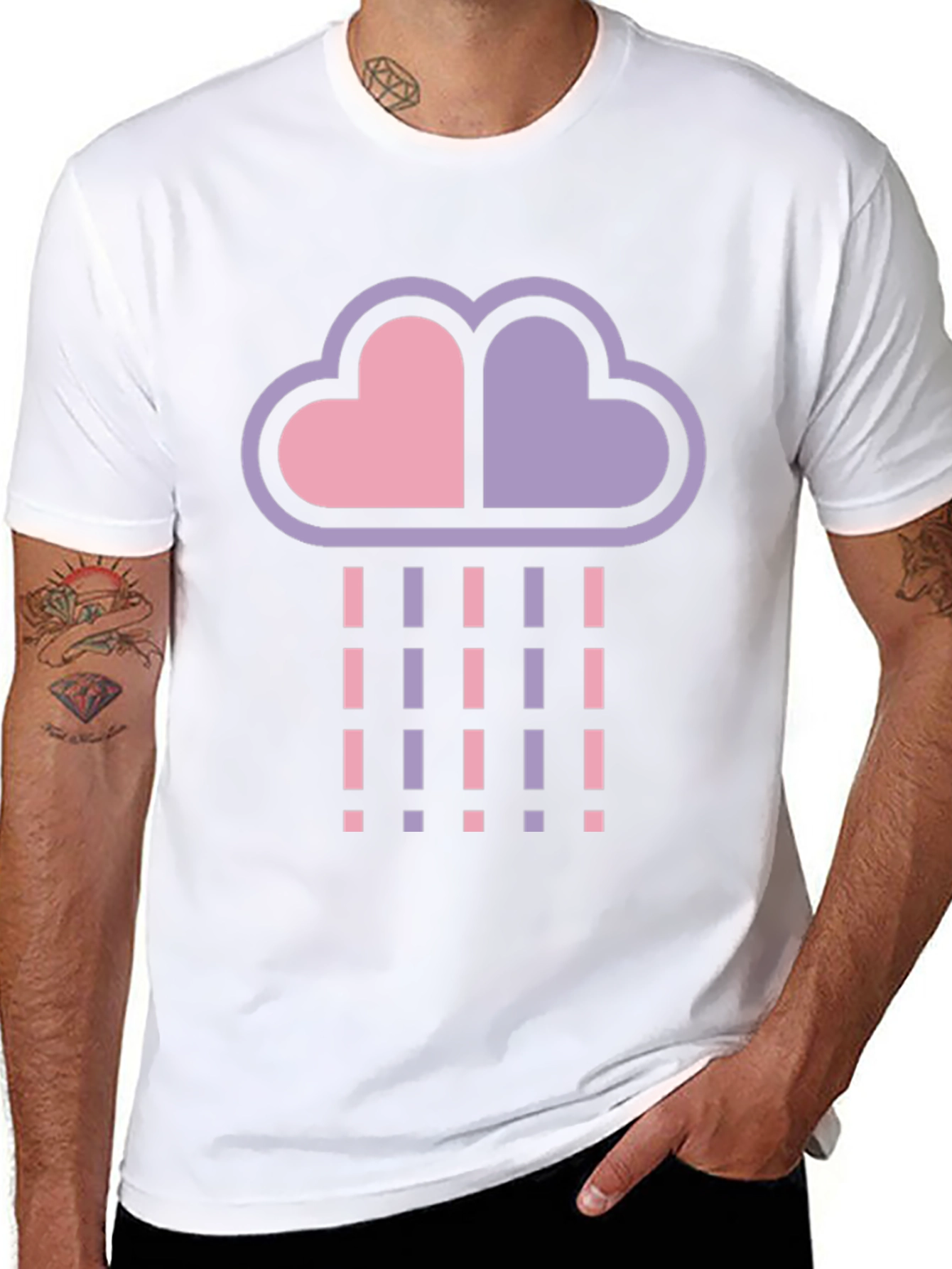 Black Heart Cloud Rain T-Shirt - Black Cotton Blend view 8