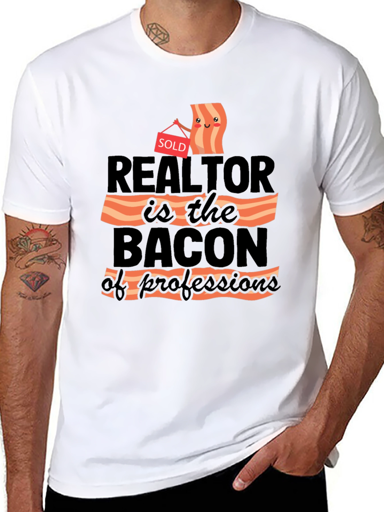 Black Realtor Bacon of Professions T-Shirt view 8