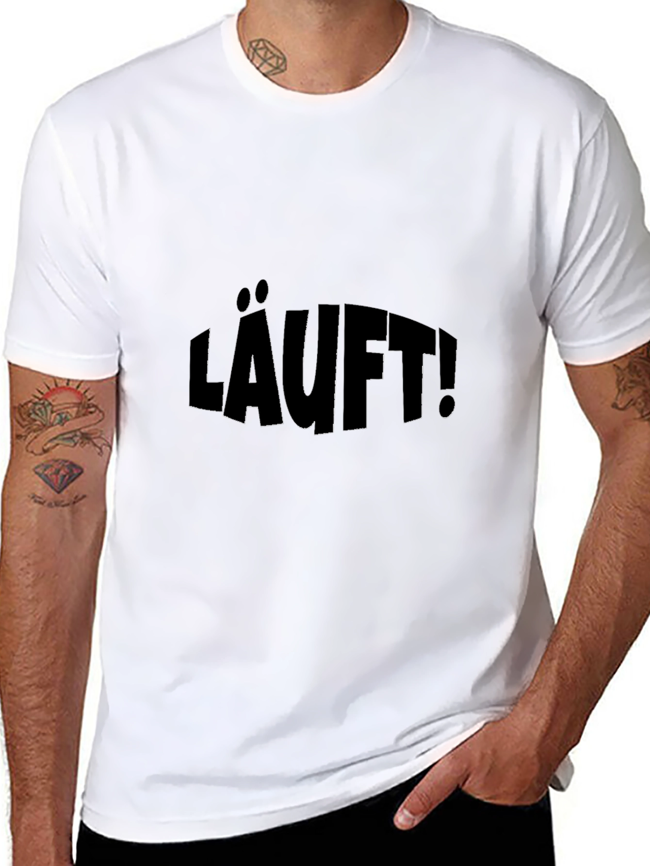 Black LÄUFT! Black Graphic T-Shirt - Funny German Slogan view 8