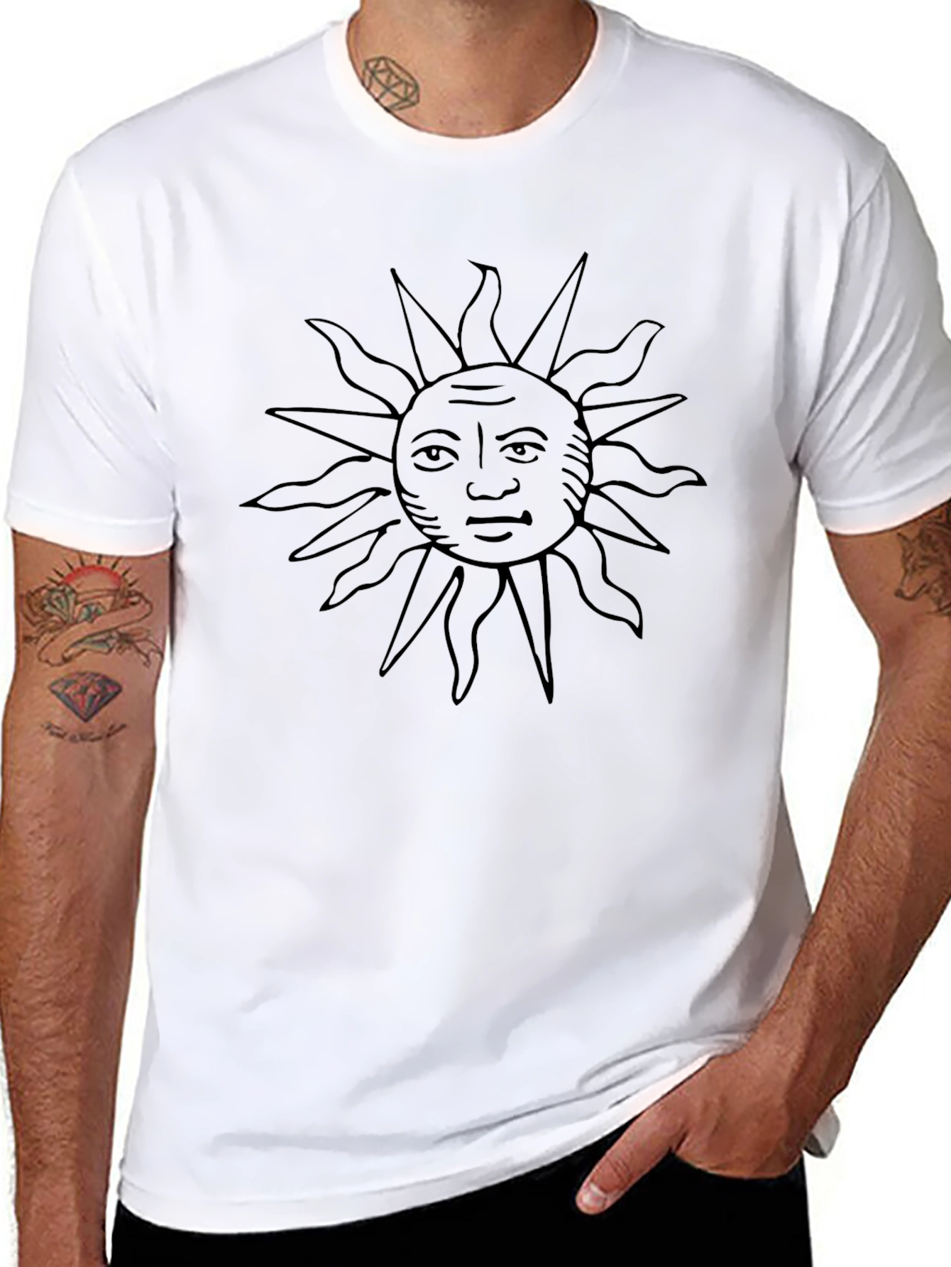 Black Sun Face Graphic Black T-Shirt view 8