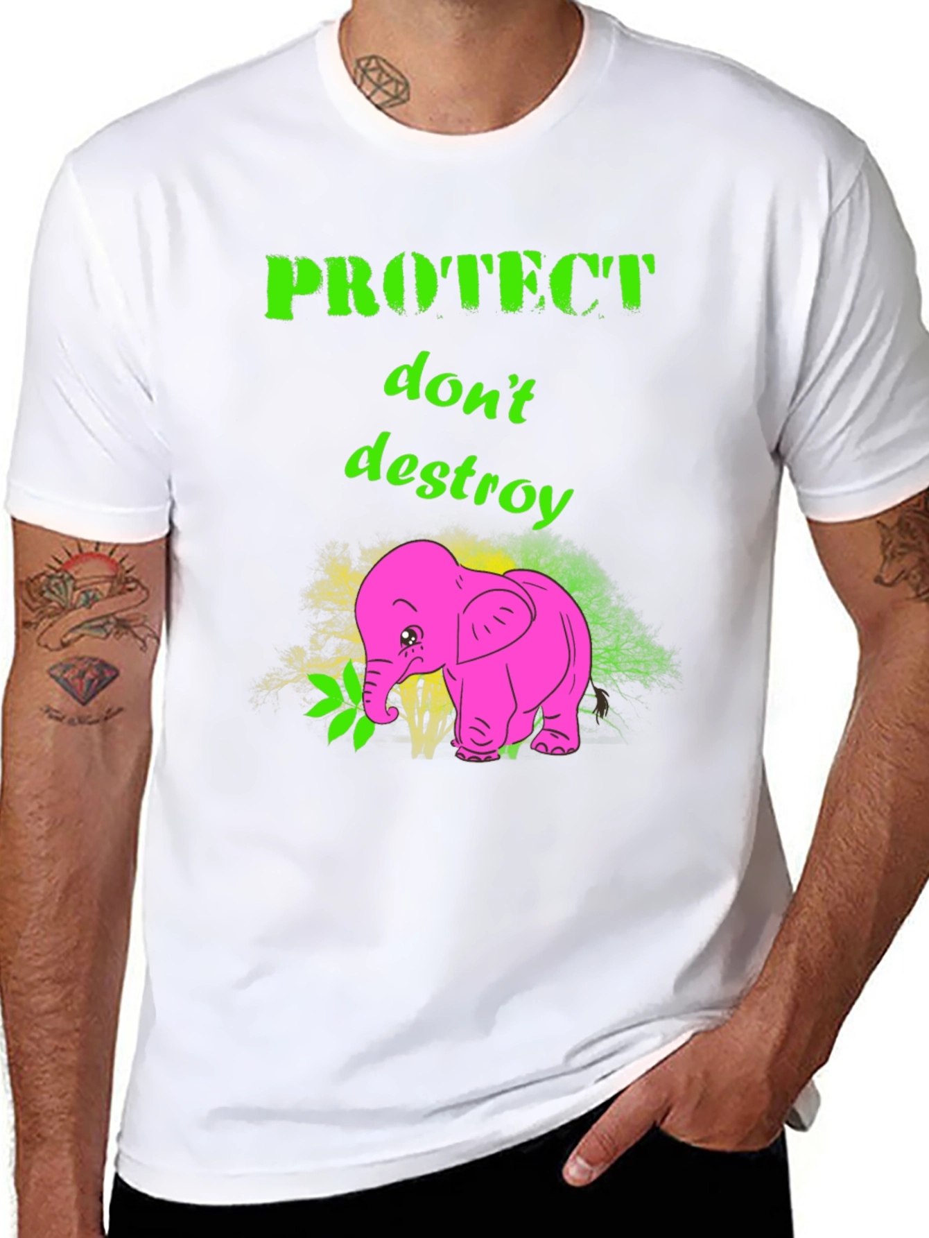 Black Protect Don't Destroy Graphic T-Shirt view 8