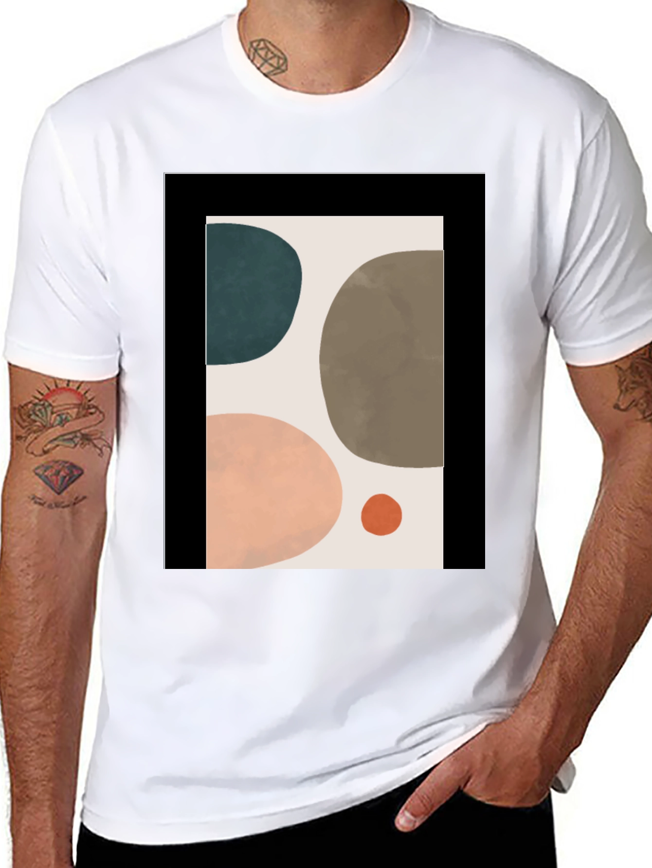 Black Abstract Art T-Shirt - Modern Design Tee view 8