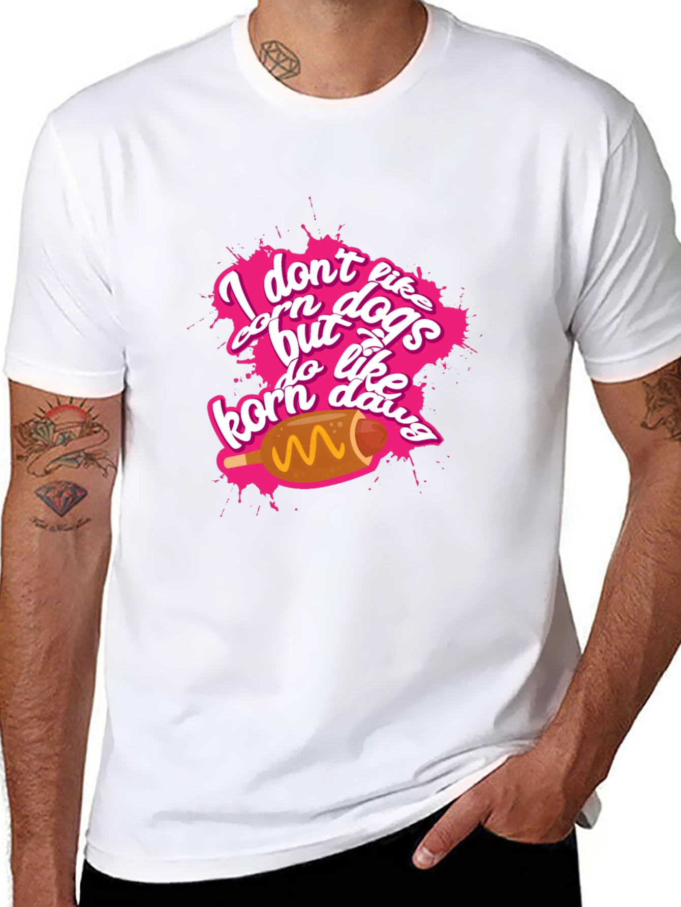 Black I Don't Like Corn Dogs Funny Graphic Tee view 8