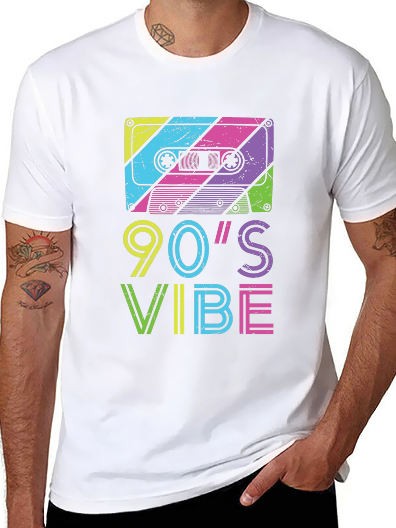 Black 90's Vibe Cassette Tape Graphic T-Shirt view 8