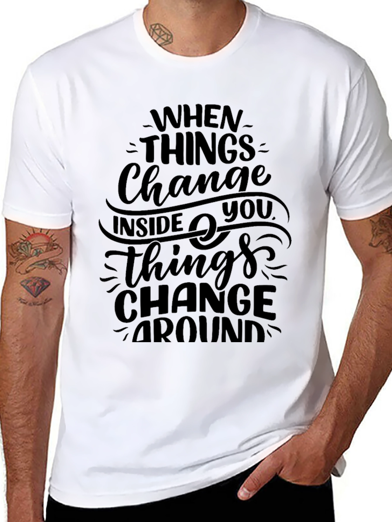 Black Inspirational Change Quote Black Graphic Tee view 8