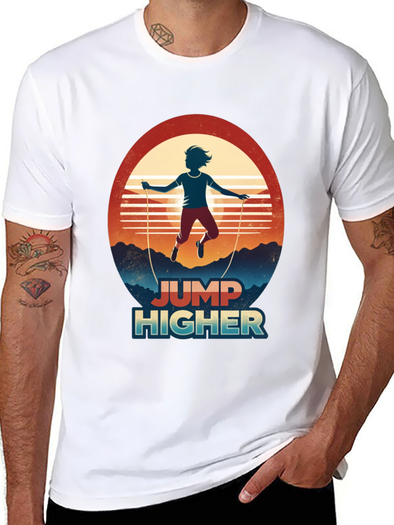 Black Jump Higher Graphic Tee - Retro Style view 8