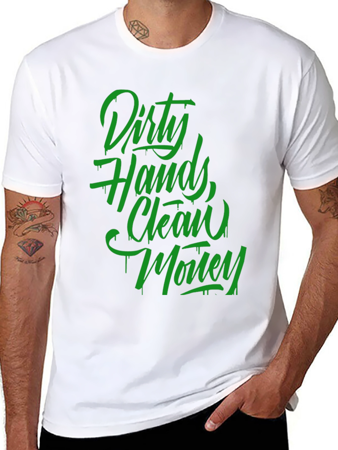 Black Dirty Hands, Clean Money Graphic T-Shirt view 8