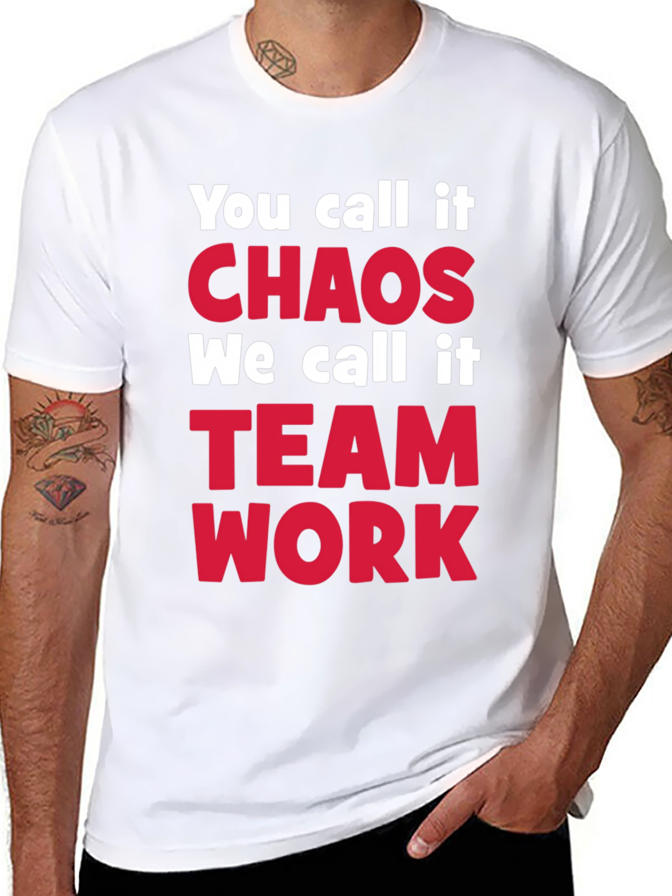 Black Chaos Teamwork T-Shirt - Funny Slogan Tee view 8