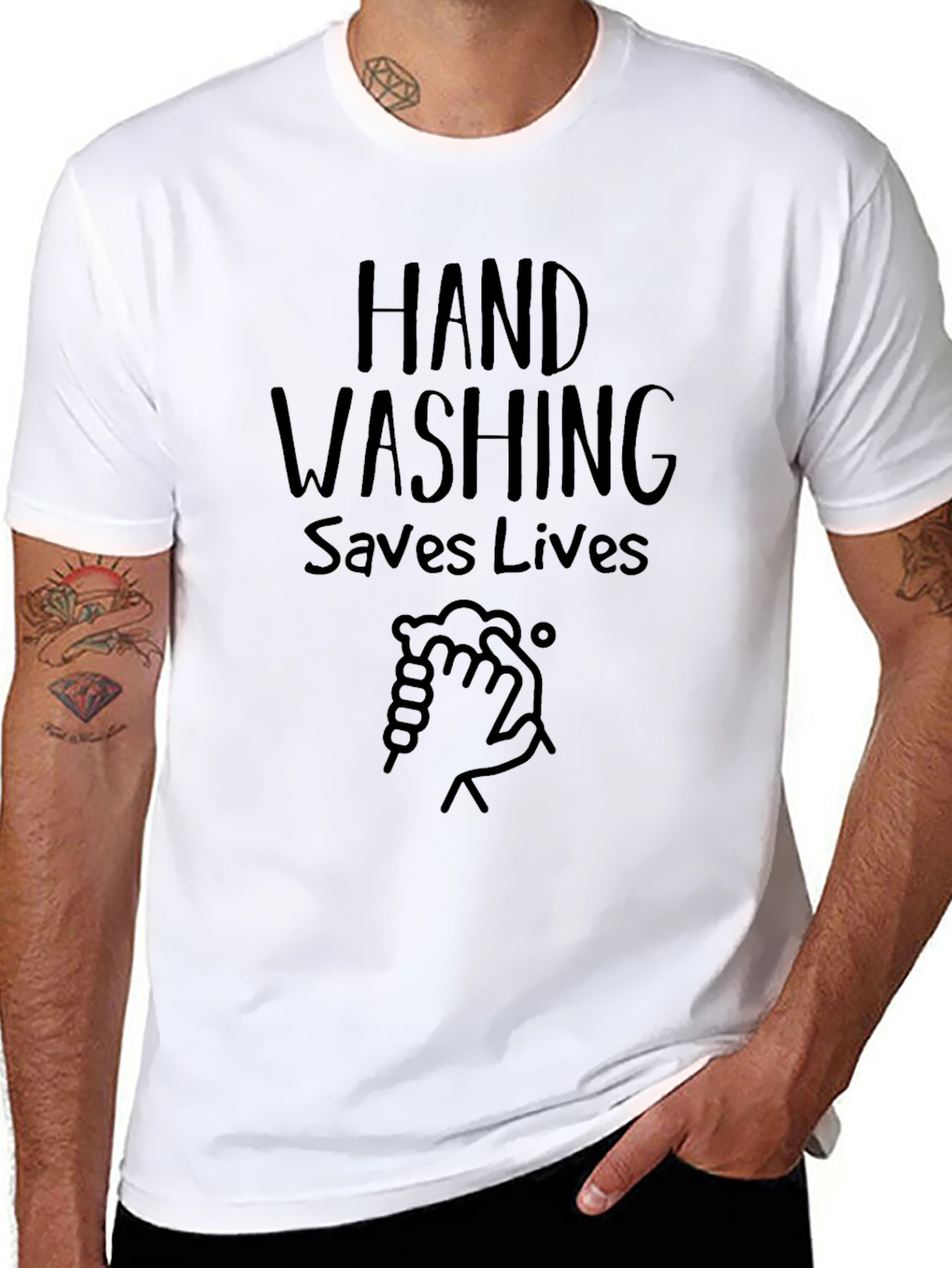 Black Hand Washing Saves Lives Graphic T-Shirt view 8