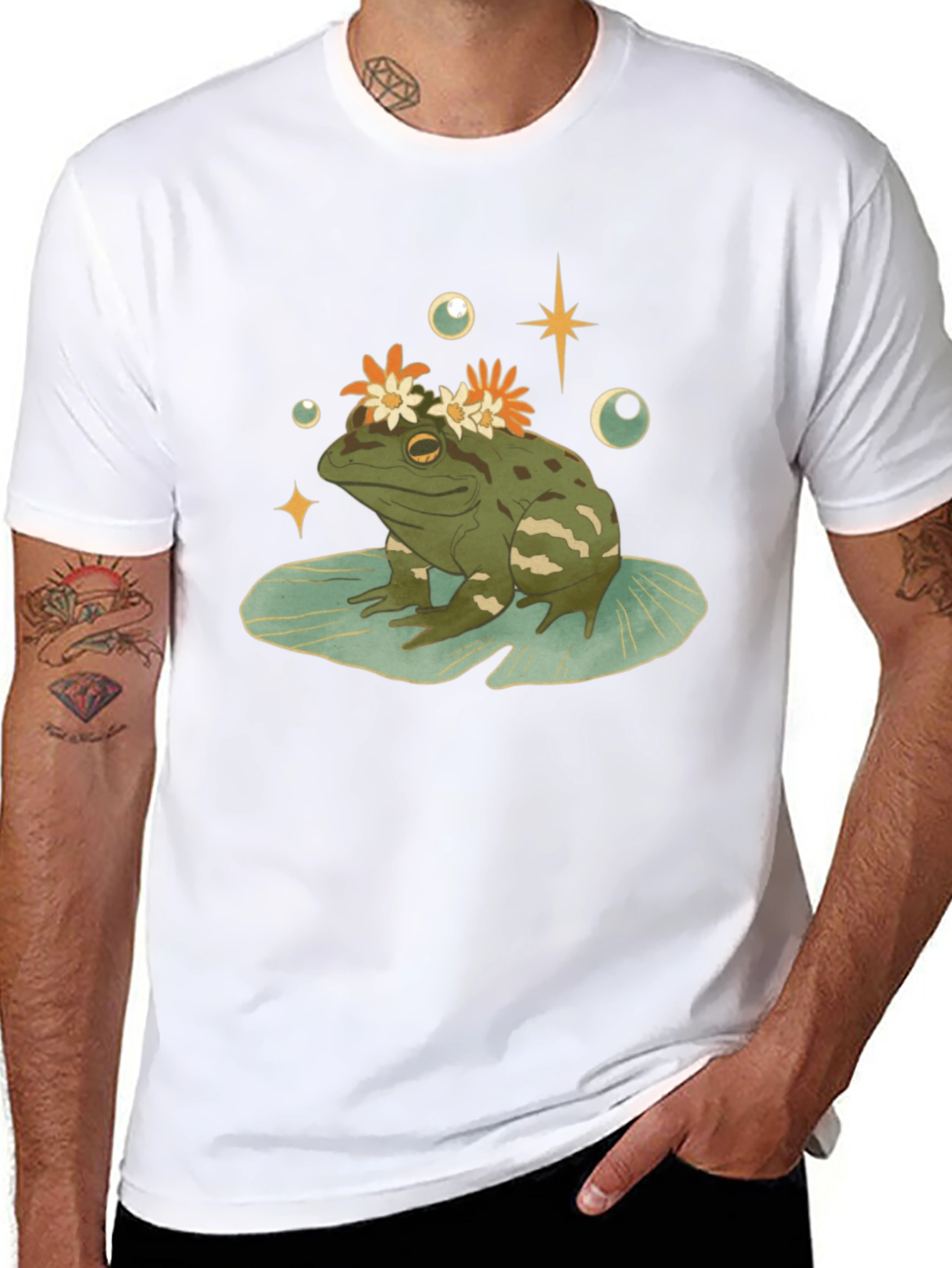 Frog With Flowers Graphic T-Shirt - 8