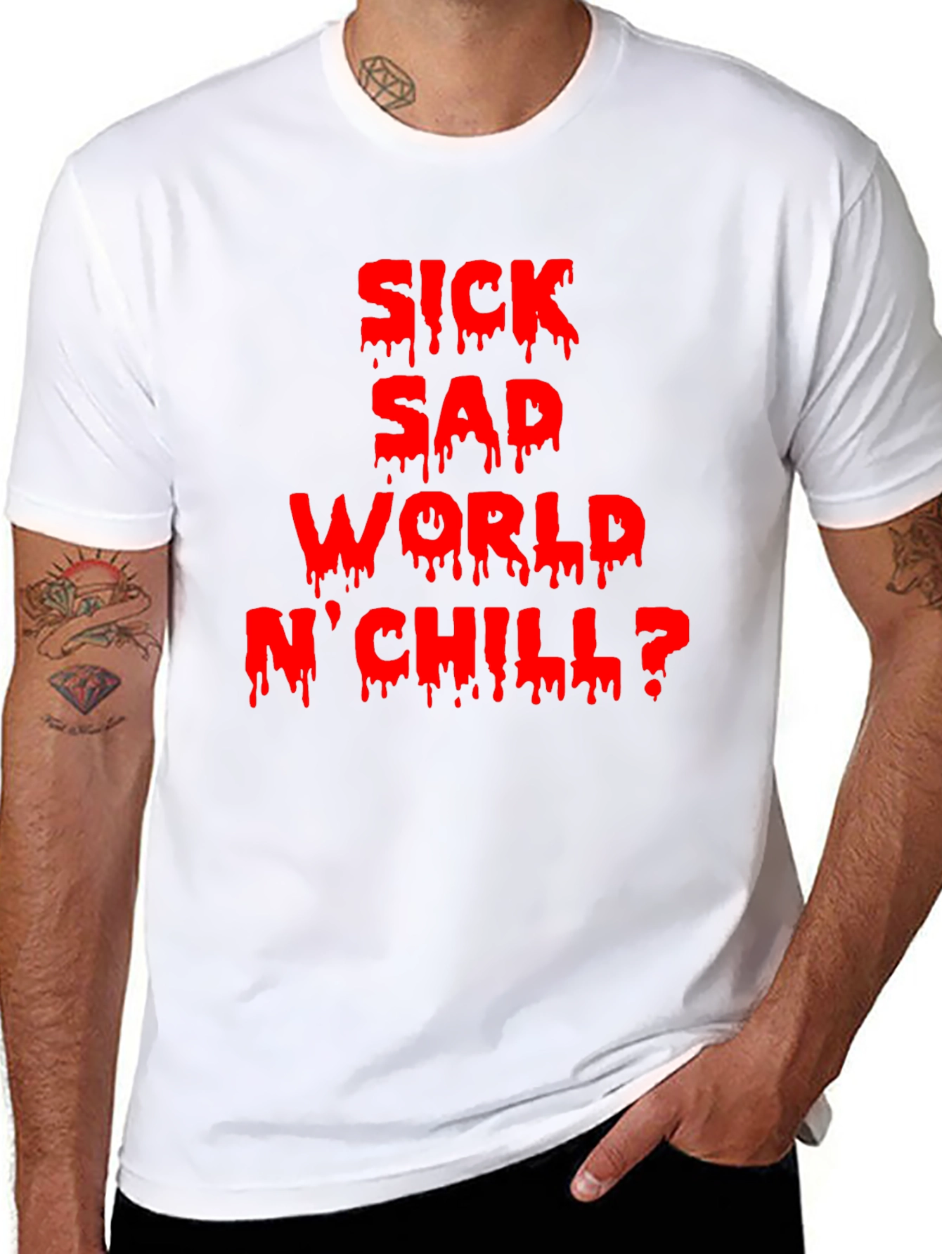 Black Sick Sad World N'Chill? Graphic Tee - Black view 8