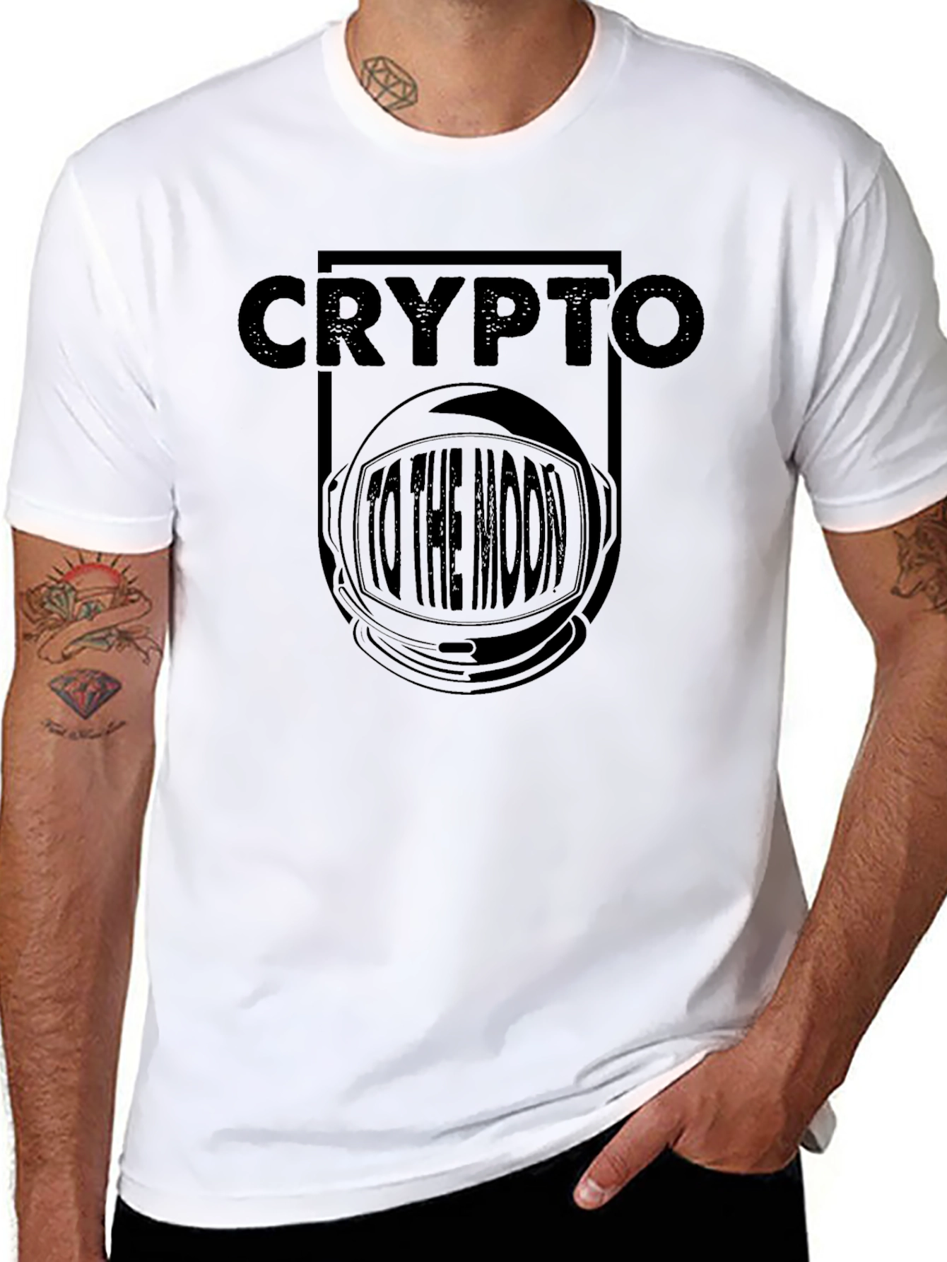 Black Crypto to the Moon Black Graphic T-Shirt view 8
