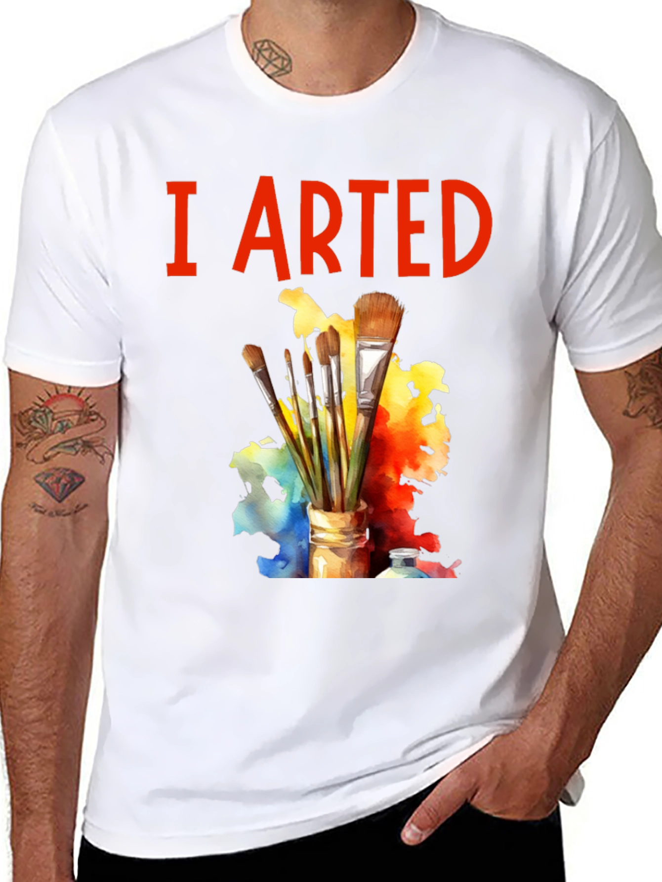 Black I Arted T-Shirt - Painter's Palette Brush Design view 8