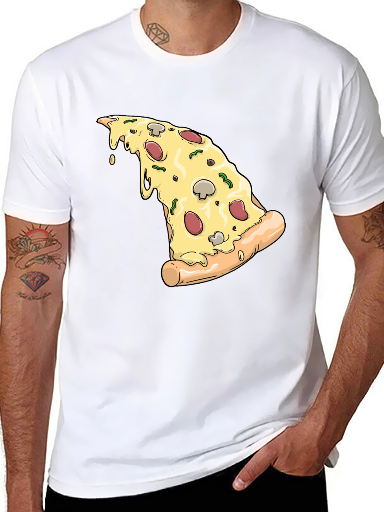 Pizza Slice Graphic T-Shirt - Black - 8