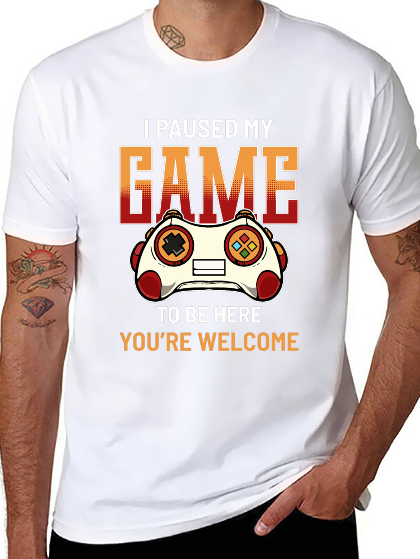 Black Gamer T-Shirt: I Paused My Game To Be Here view 8