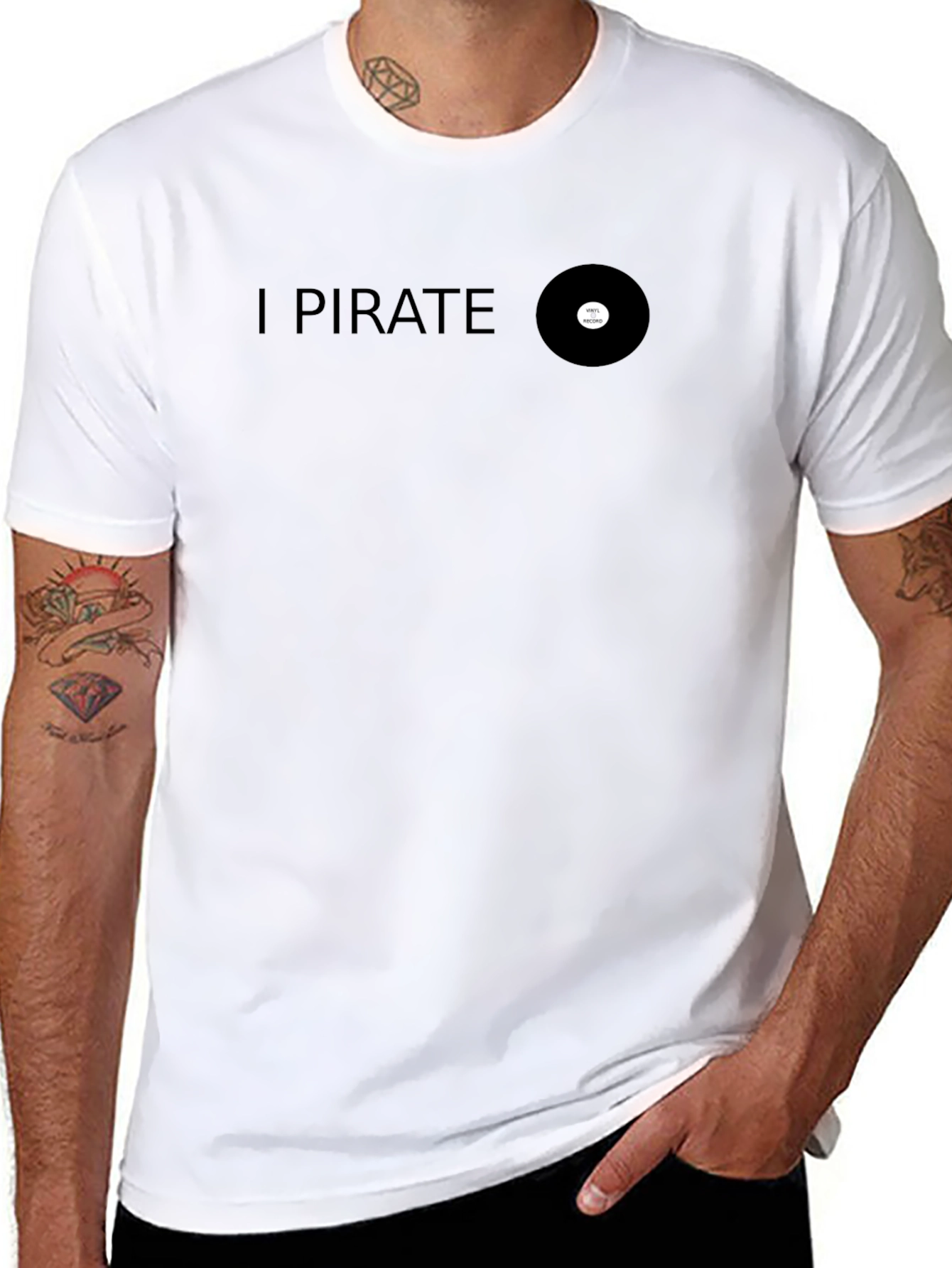 I Pirate Record Black T-Shirt - Music Lover Tee - 8