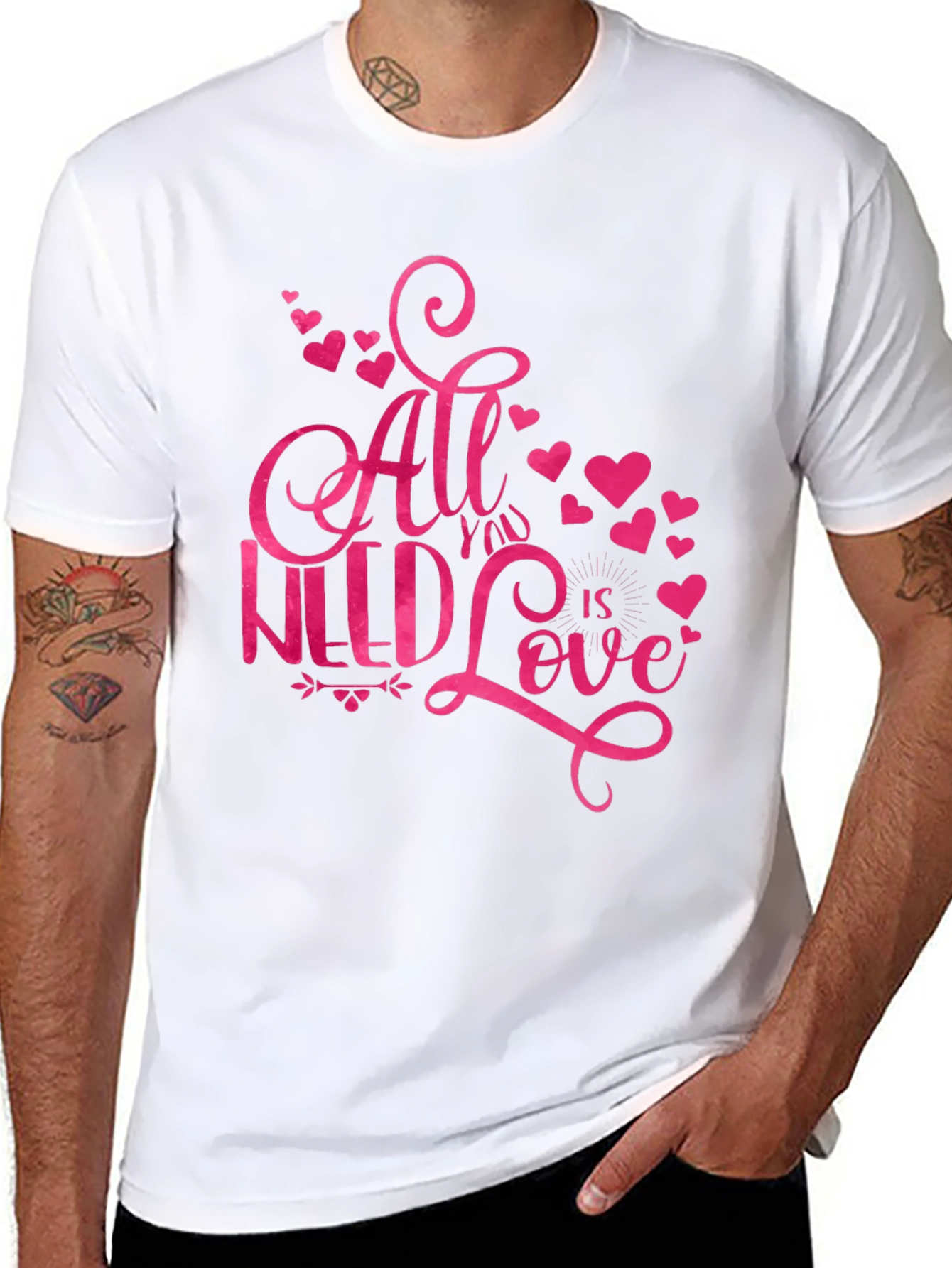 Black All You Need Is Love T-Shirt view 8
