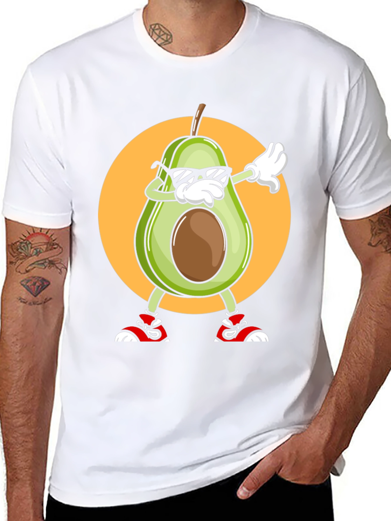 Black Avocado Dabbing Graphic Tee - Cool Cartoon T-Shirt view 8