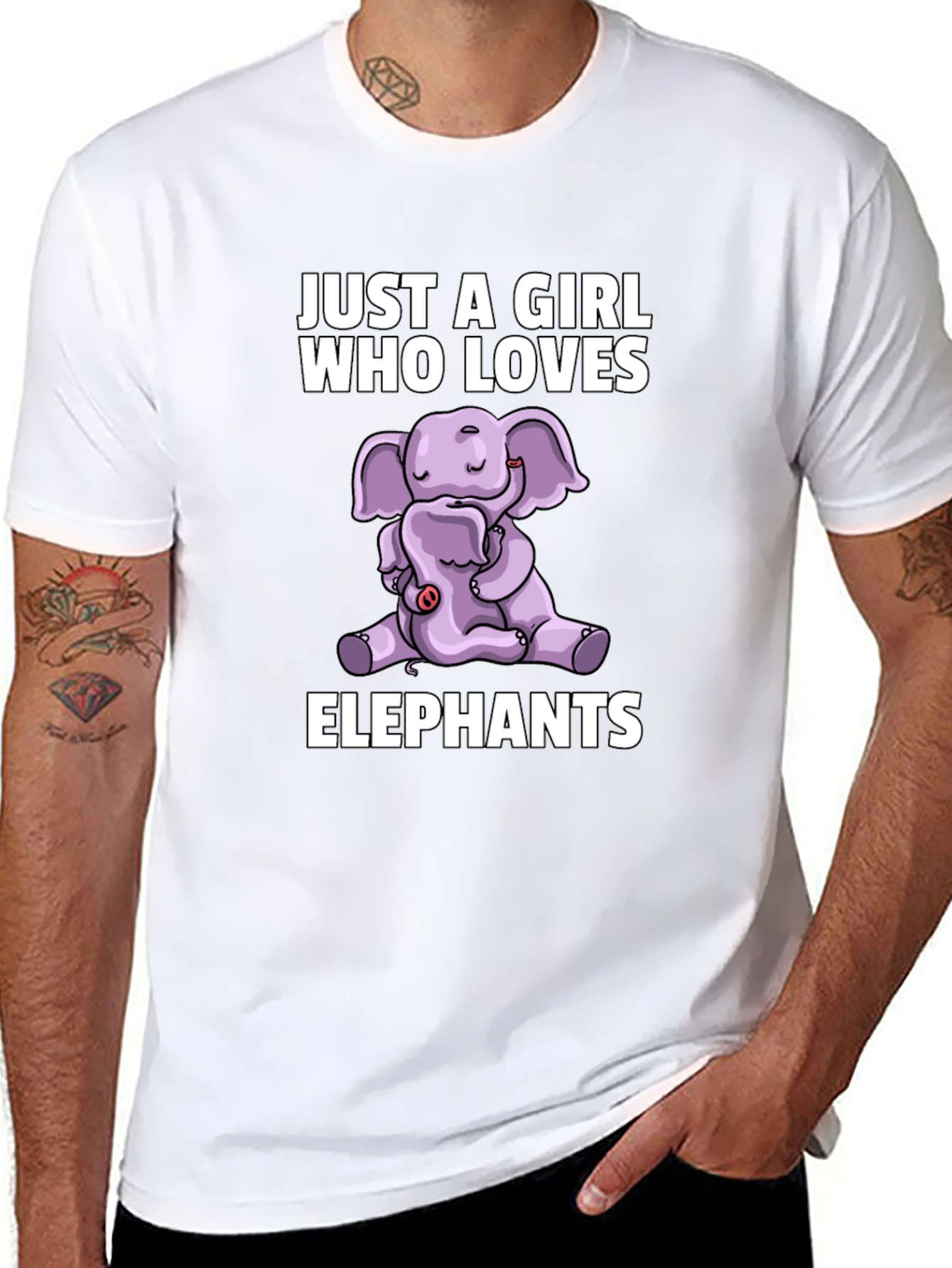 Black Elephant Lover's T-Shirt - Girl's Cute Elephant Design view 8