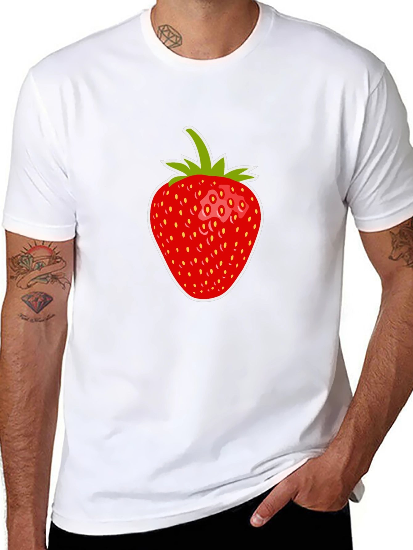 Black Strawberry Graphic Tee - Casual Black T-Shirt view 8