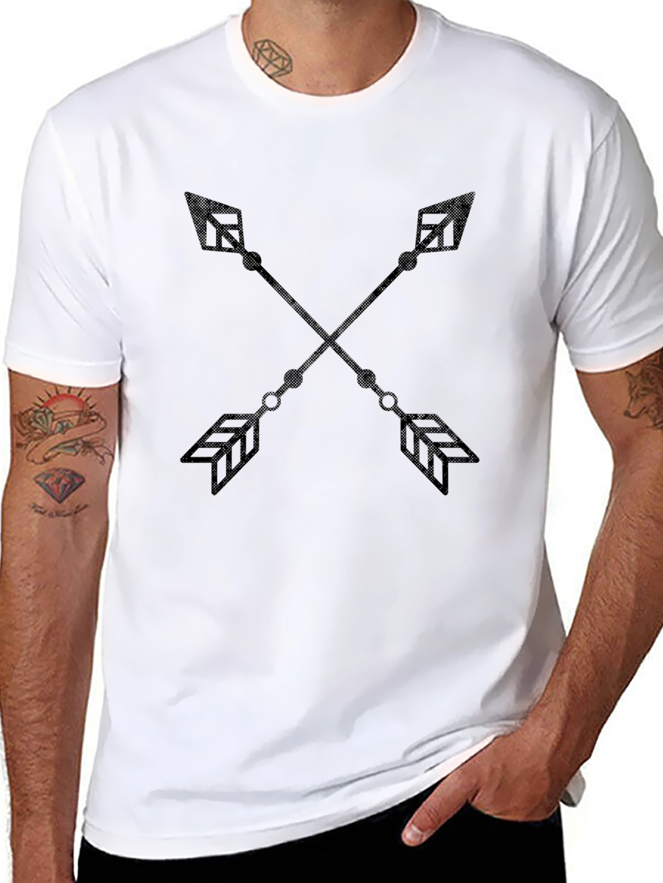 Black Men's Black Arrow Graphic Tee - Casual Fashion view 8