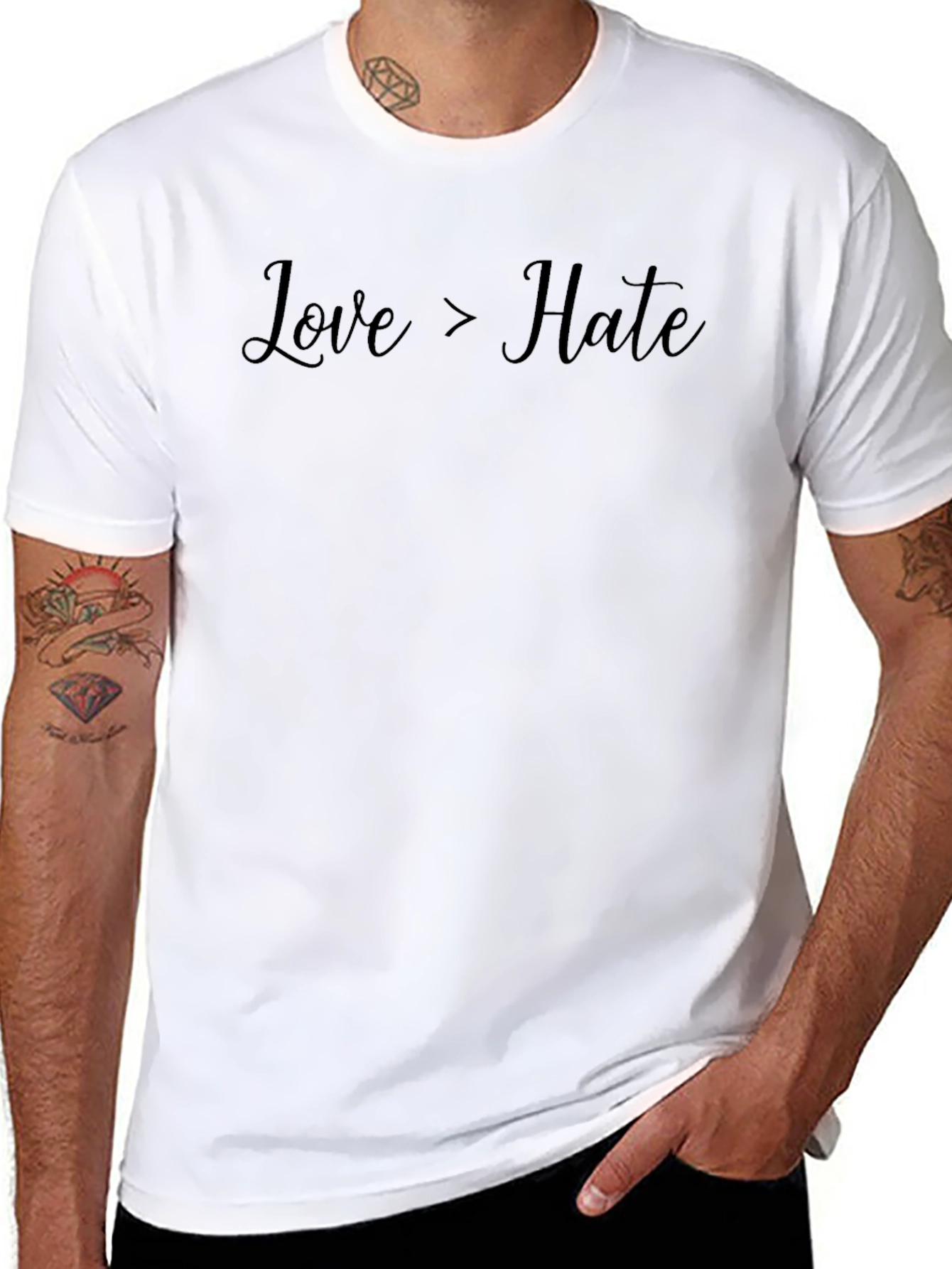 Black Love > Hate Black Graphic Tee - Soft Cotton Crewneck view 8