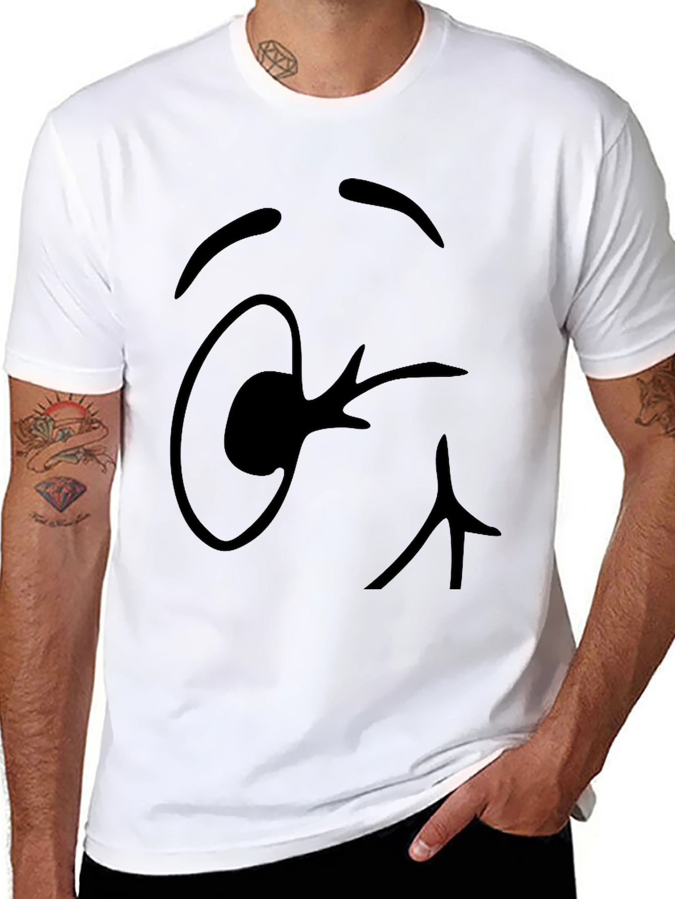 Black Winking Face Black T-Shirt view 8