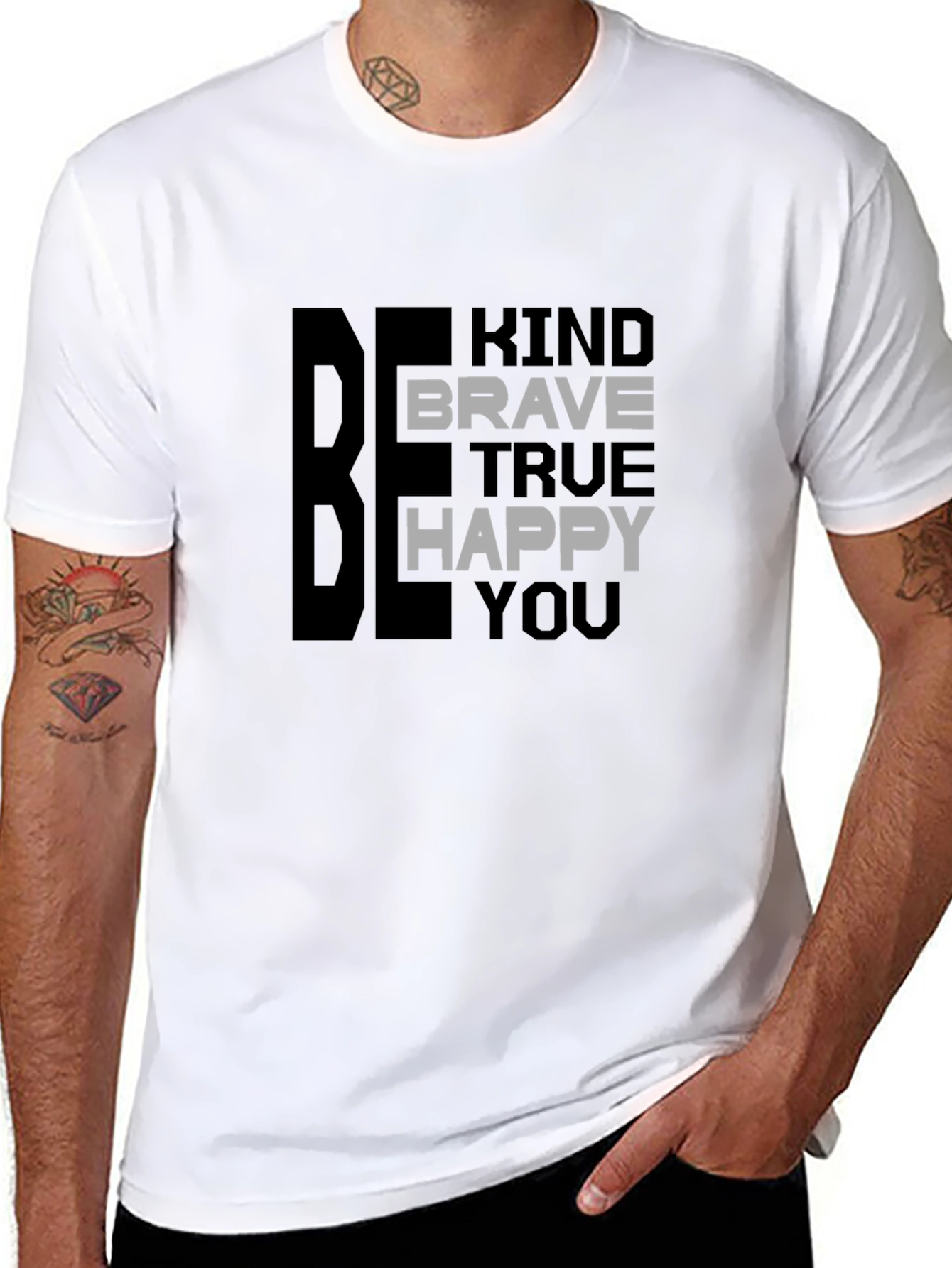 Black Be Kind Brave True Happy You T-Shirt view 8